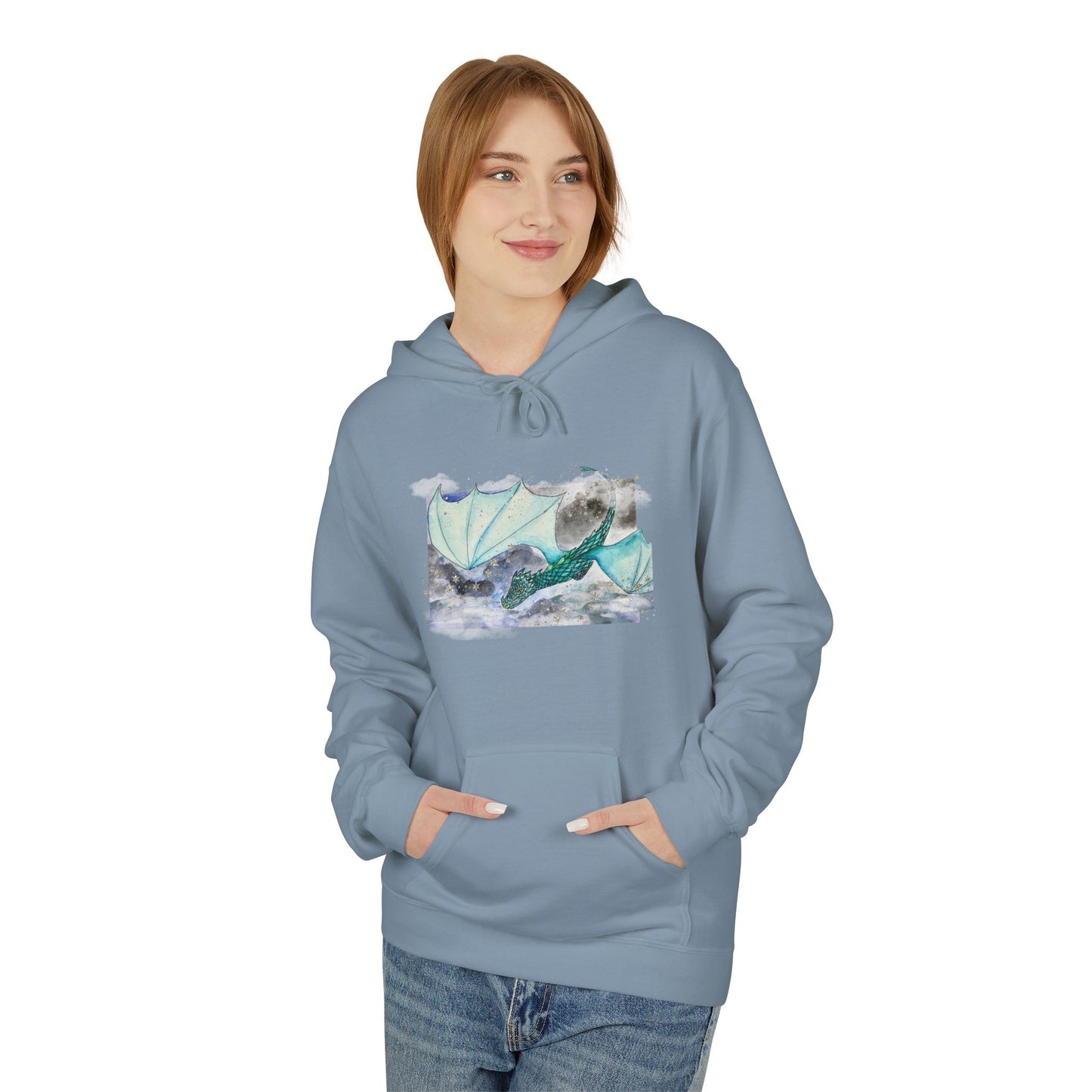 Cozy Dragon Fleece Hoodie - Perfect for Fans, Gift for Holidays, Casual Wear, Comfortable Outfit, Unique Dragon Design