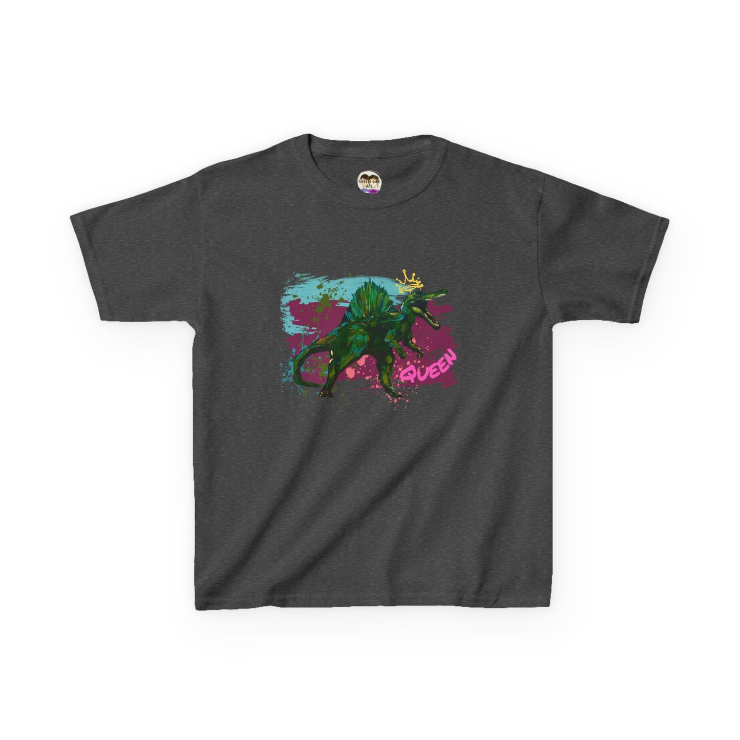 Kids Spinosaurus Queen of the Dinosaurs Graphic Tee, Fun Kids Shirt, Playful Dinosaur Art