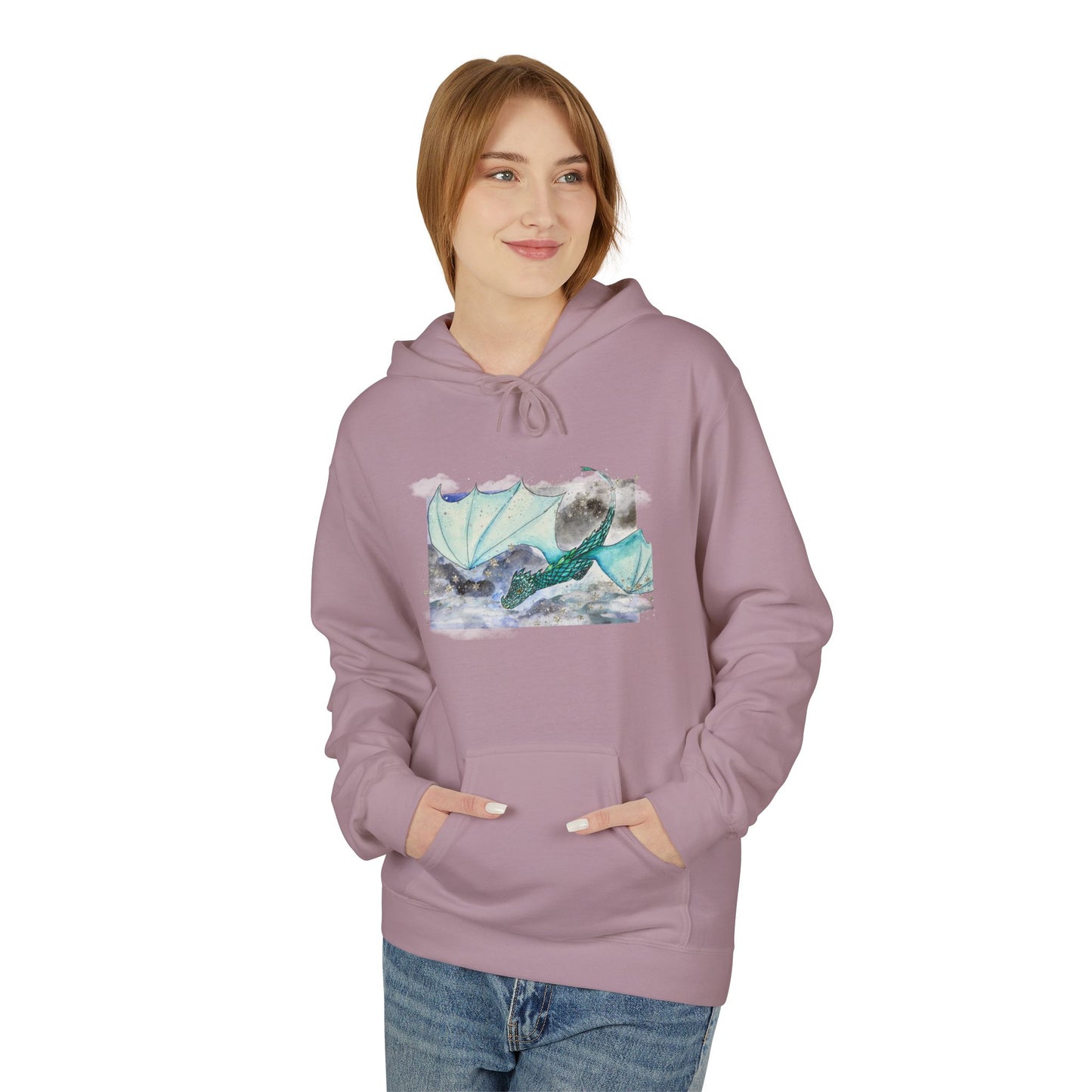 Cozy Dragon Fleece Hoodie - Perfect for Fans, Gift for Holidays, Casual Wear, Comfortable Outfit, Unique Dragon Design