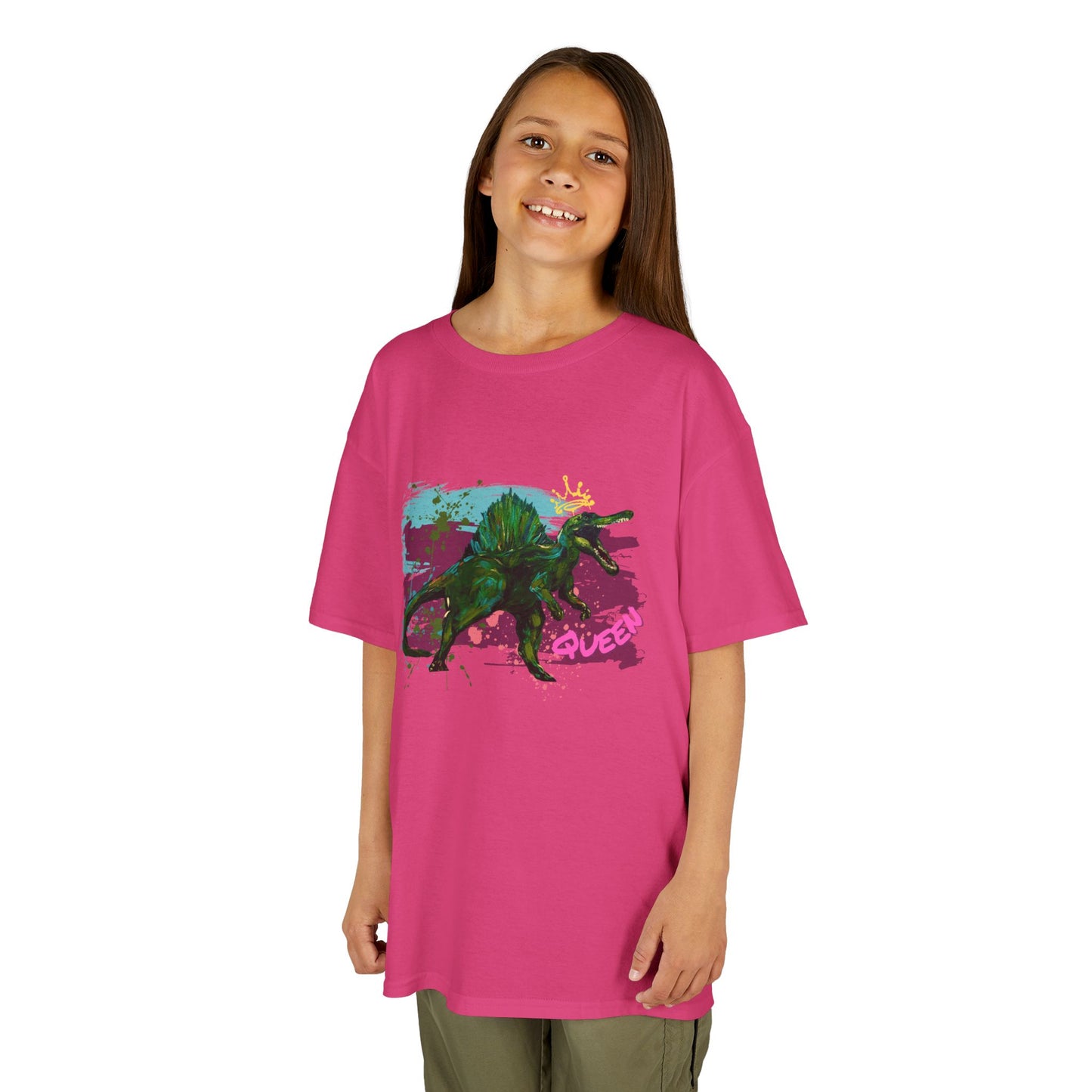 Kids Spinosaurus Queen of the Dinosaurs Graphic Tee, Fun Kids Shirt, Playful Dinosaur Art
