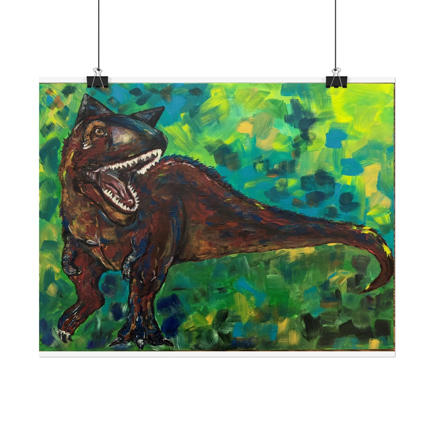 Dinosaur Art Print | Rolled Poster | Unique Decor for Kids, Nursery Wall Art, Birthday Gift, Fun Home Decoration, Horned T-Rex Art