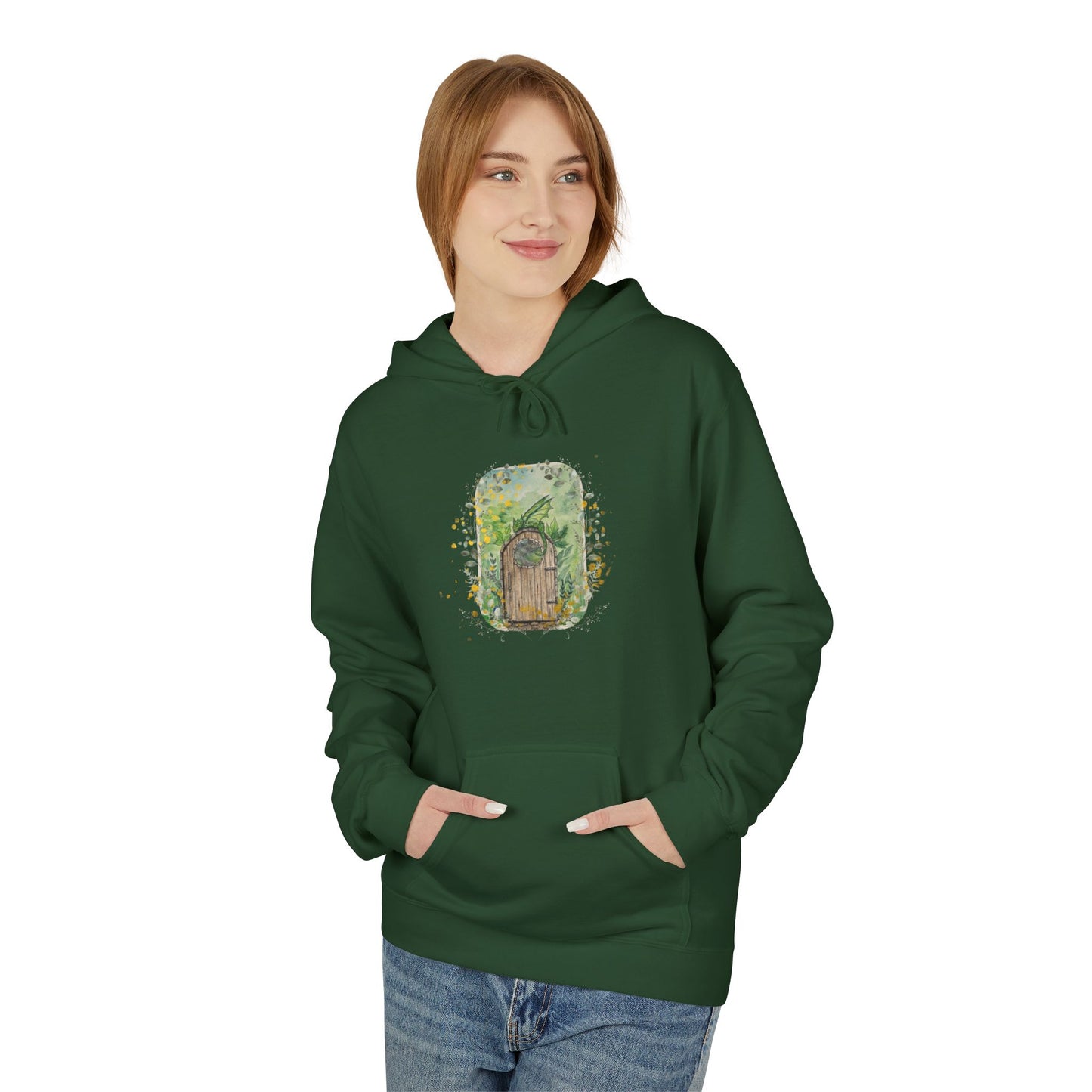 Nature-Inspired Dragon Unisex Fleece Hoodie, Cozy Wear, Outdoor Apparel, Eco-Friendly Gift, Perfect for Hiking, Casual Look