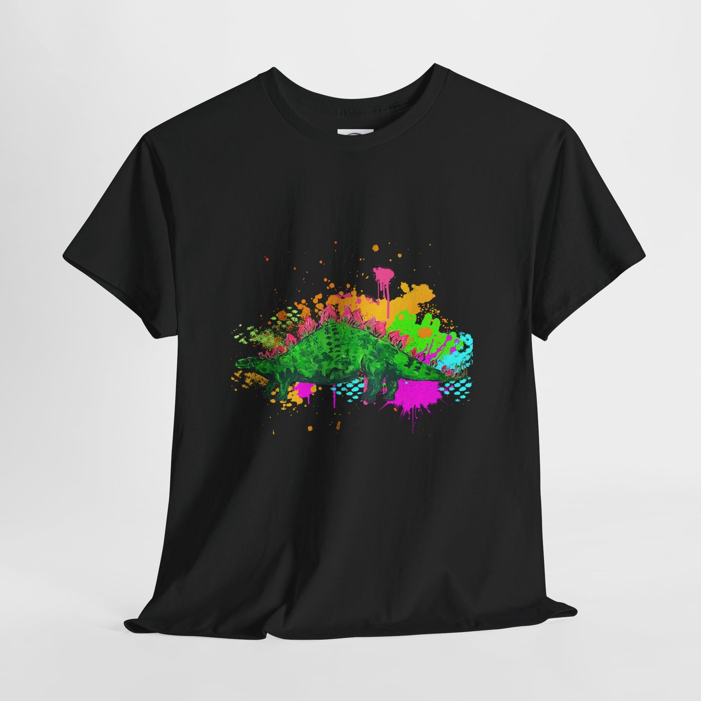 Colorful Dinosaur Unisex Heavy Cotton Tee, Fun Graphic Tee, Dino Lovers Gift, Eco-friendly Fashion, Casual Wear