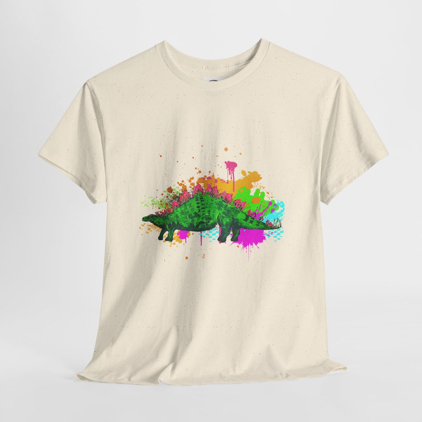 Colorful Dinosaur Unisex Heavy Cotton Tee, Fun Graphic Tee, Dino Lovers Gift, Eco-friendly Fashion, Casual Wear