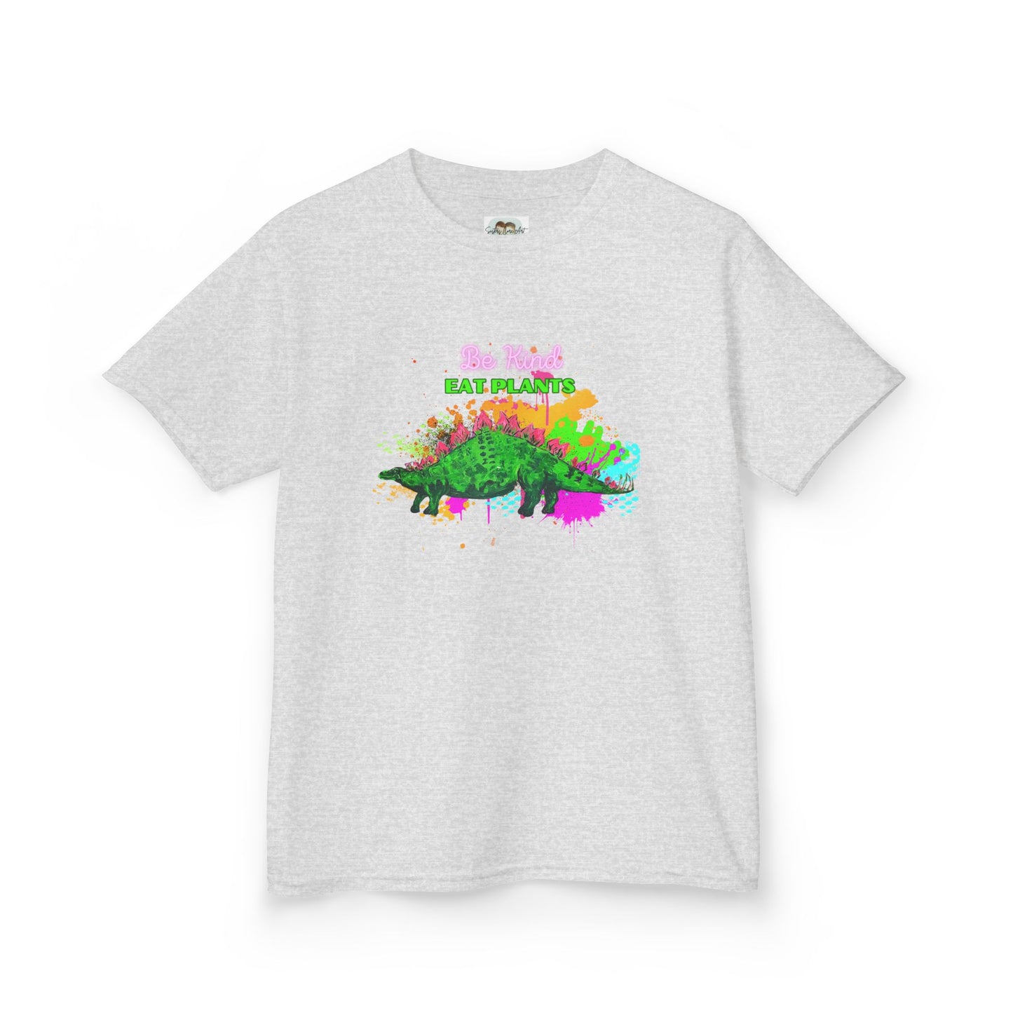 Kids Eco-Friendly Dinosaur Tee - BE KIND EAT PLANTS Fun Graphic Shirt for Boys and Girls, Perfect for Birthday and Christmas Gifts