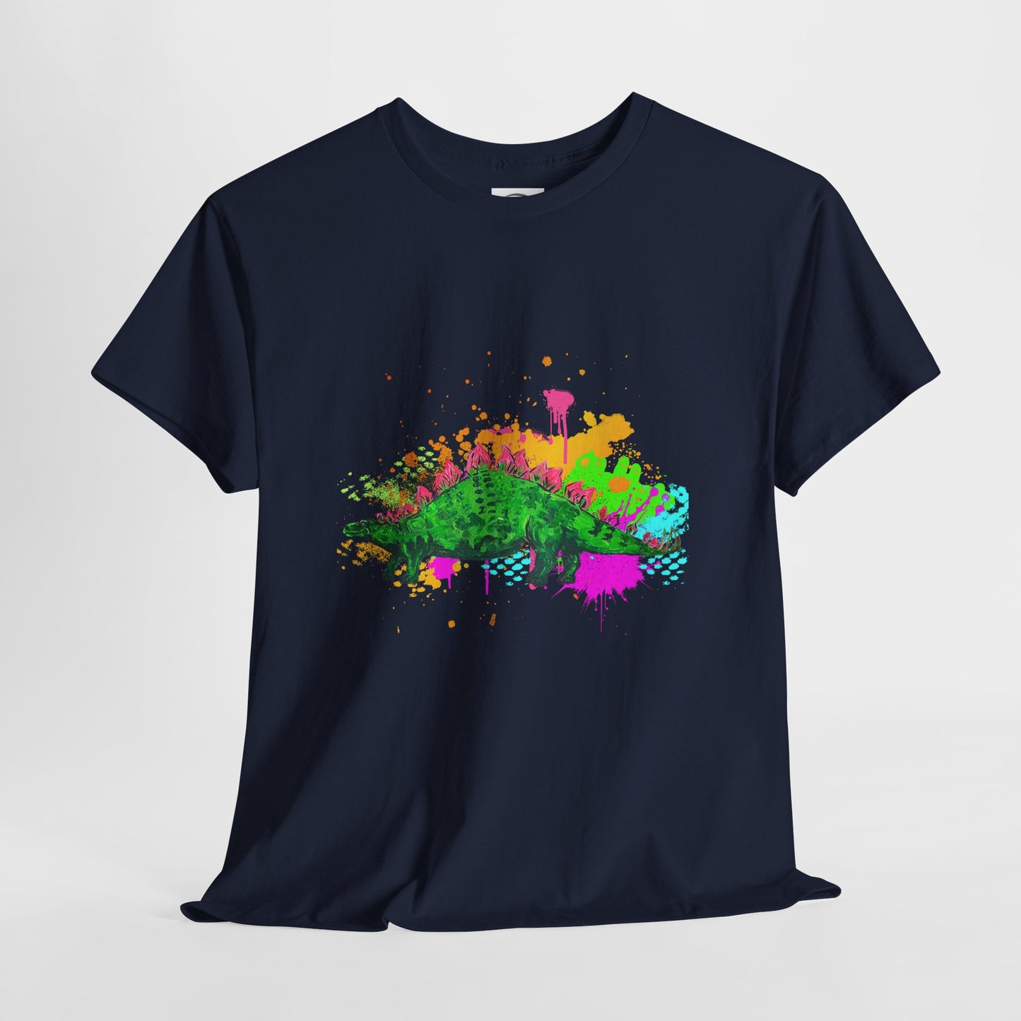 Colorful Dinosaur Unisex Heavy Cotton Tee, Fun Graphic Tee, Dino Lovers Gift, Eco-friendly Fashion, Casual Wear