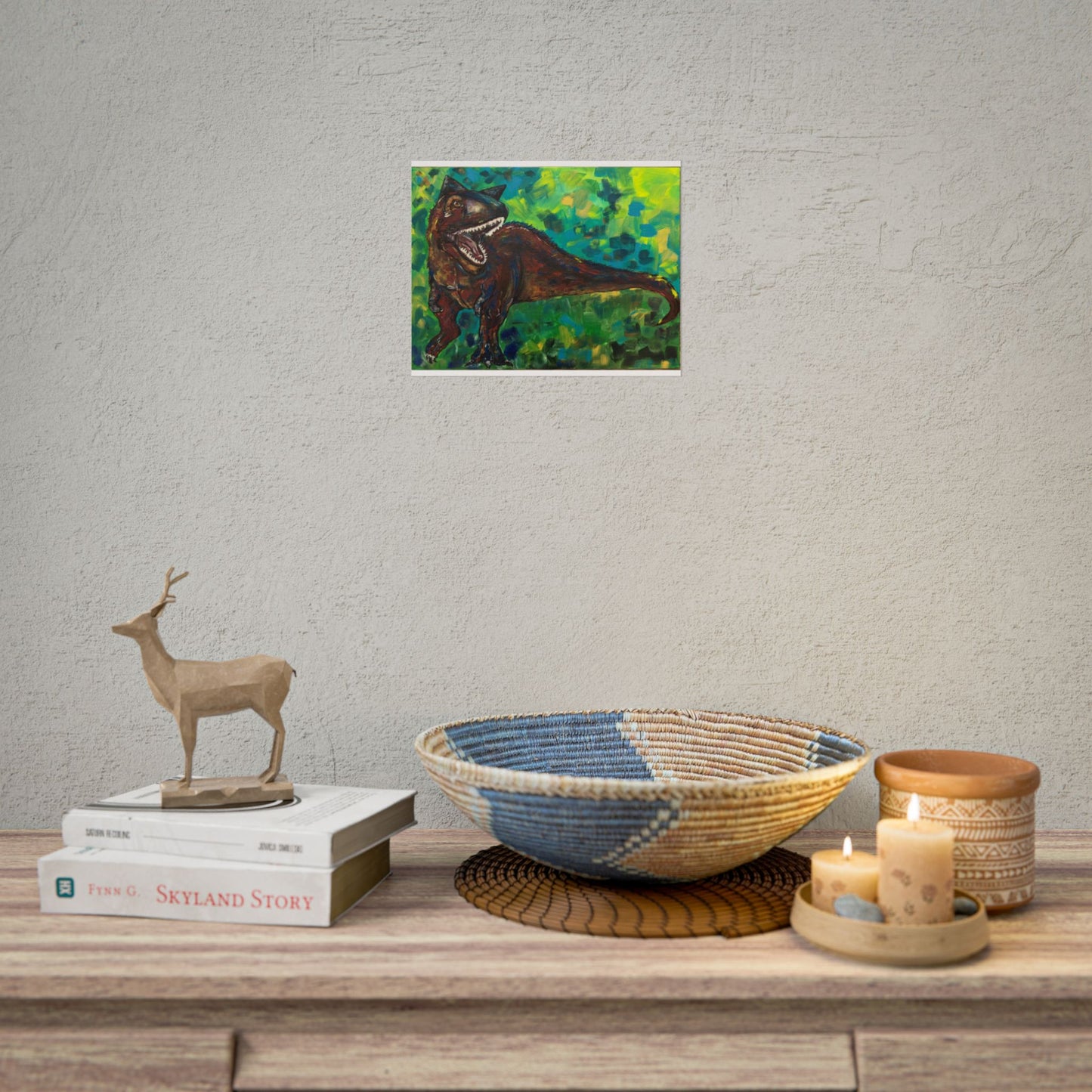 Dinosaur Art Print | Rolled Poster | Unique Decor for Kids, Nursery Wall Art, Birthday Gift, Fun Home Decoration, Horned T-Rex Art