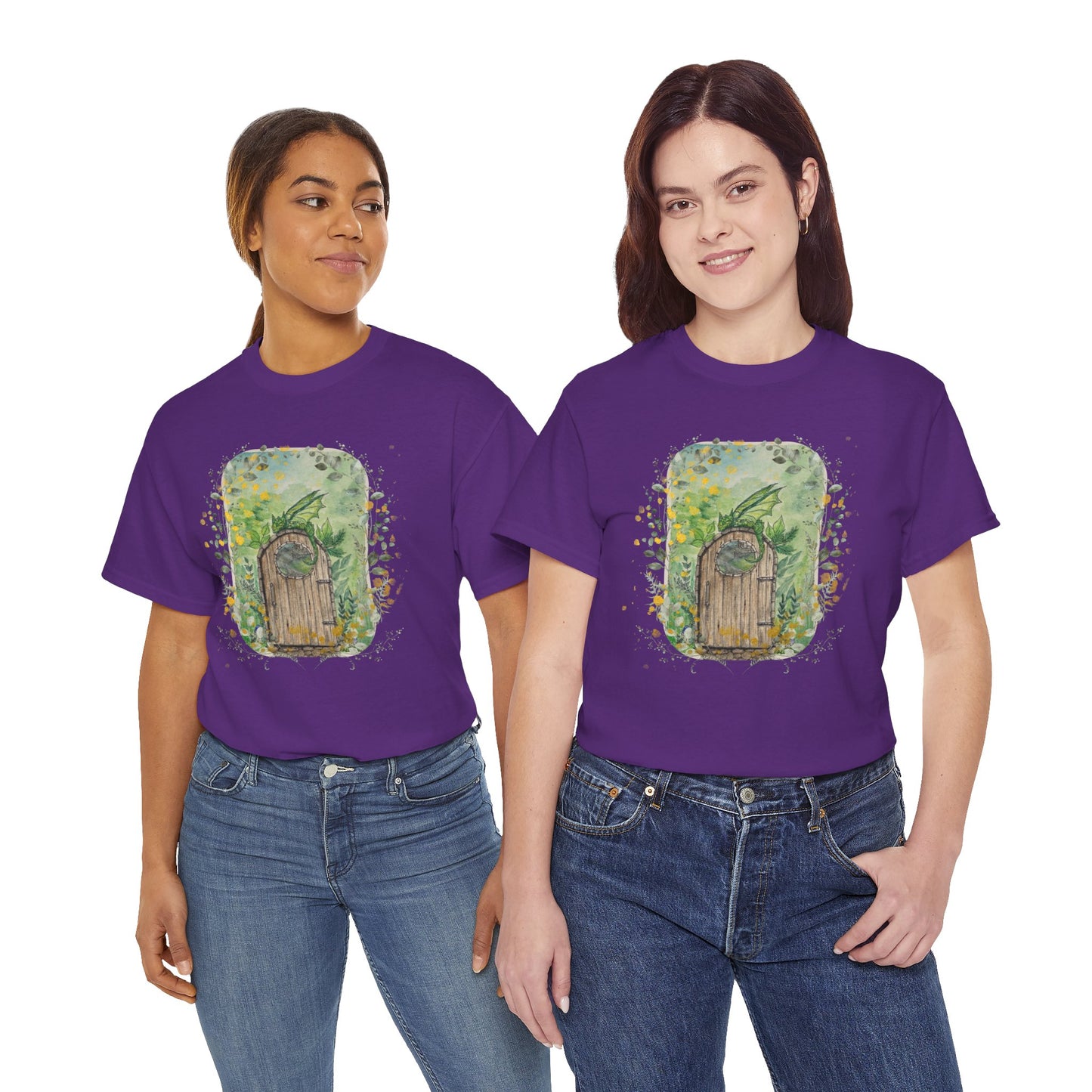 Dragon Guarding the Garden Gate Tee, Perfect Gift for Dragon Lover, Fall Style T-shirt, Fantasy Gift, Eco-Friendly Style