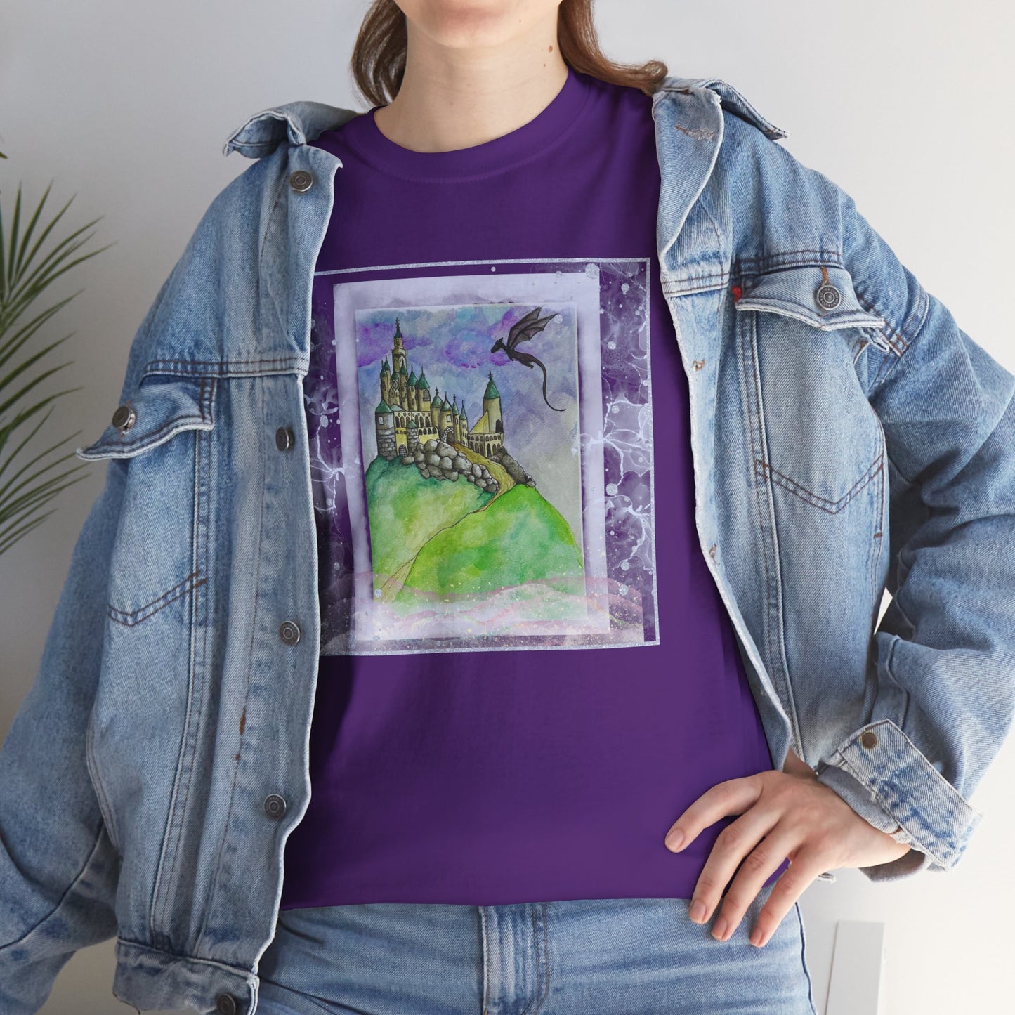 Dragon Castle Tee, Fantasy T-Shirt, Unisex Graphic Tee, Whimsical Apparel, Gift for Dreamers, Unique Artwork Shirt
