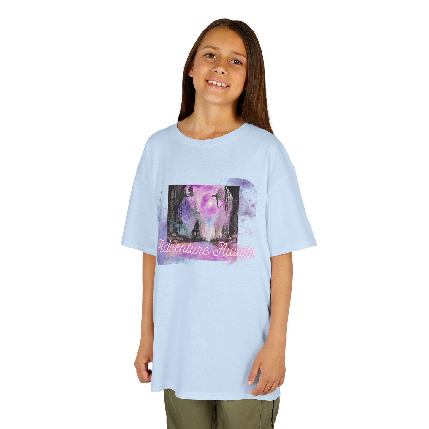 Kids Graphic Tee with Fairy Tale Adventure Vibes, Perfect for Birthday Gifts, Play Dates, Dragon and Fantasy Lovers ADVENTURE AWAITS