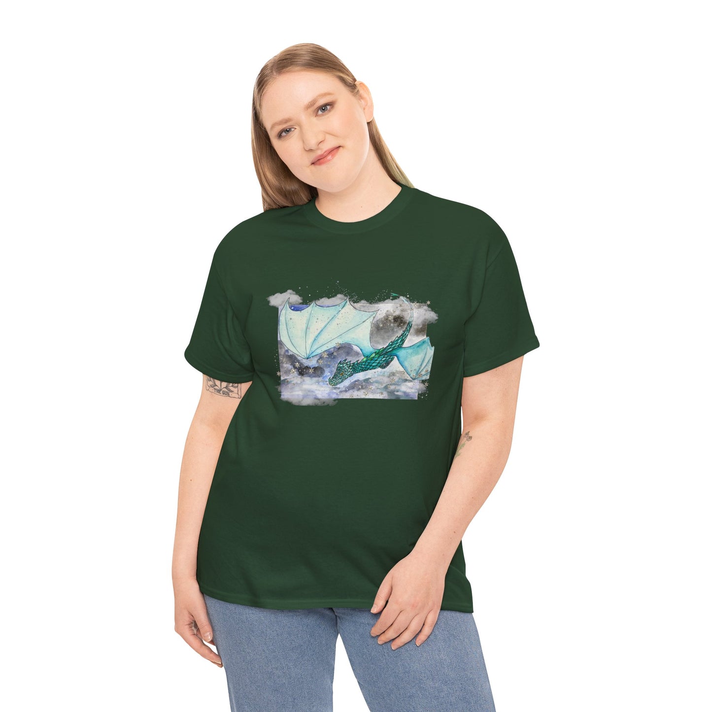 Dragon Flying through Storm Clouds Unisex Tee, Fantasy T-Shirt, Dragon Lover Gift, Eco-Friendly Apparel, Comfortable Casual Top, Unique Graphic Tee