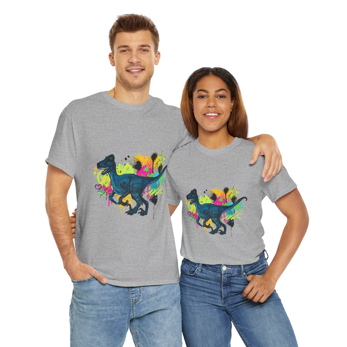 Dinosaur Art Unisex Heavy Cotton Tee | Perfect for Dinosaur Lovers, Fun Gift for Birthdays, Unique Fashion Statement