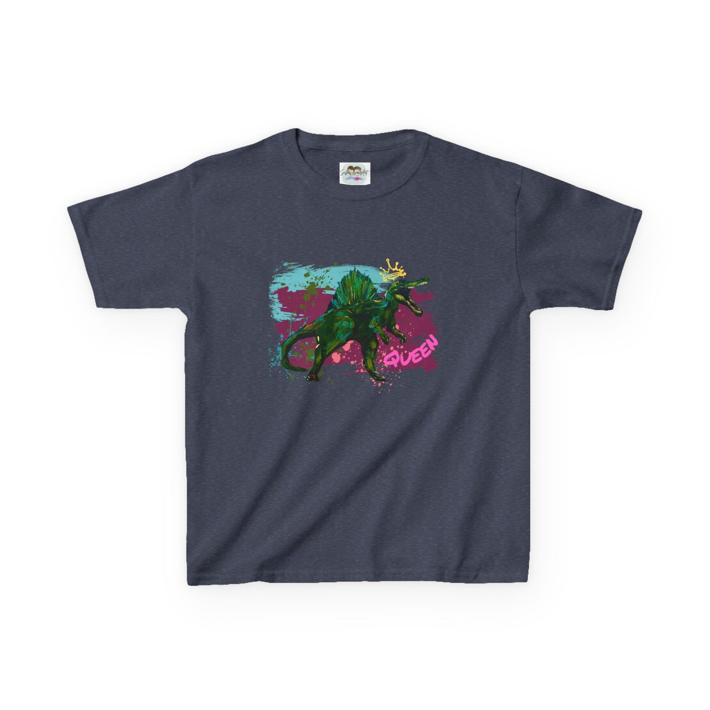 Kids Spinosaurus Queen of the Dinosaurs Graphic Tee, Fun Kids Shirt, Playful Dinosaur Art, Gift for Kids, Birthday Present