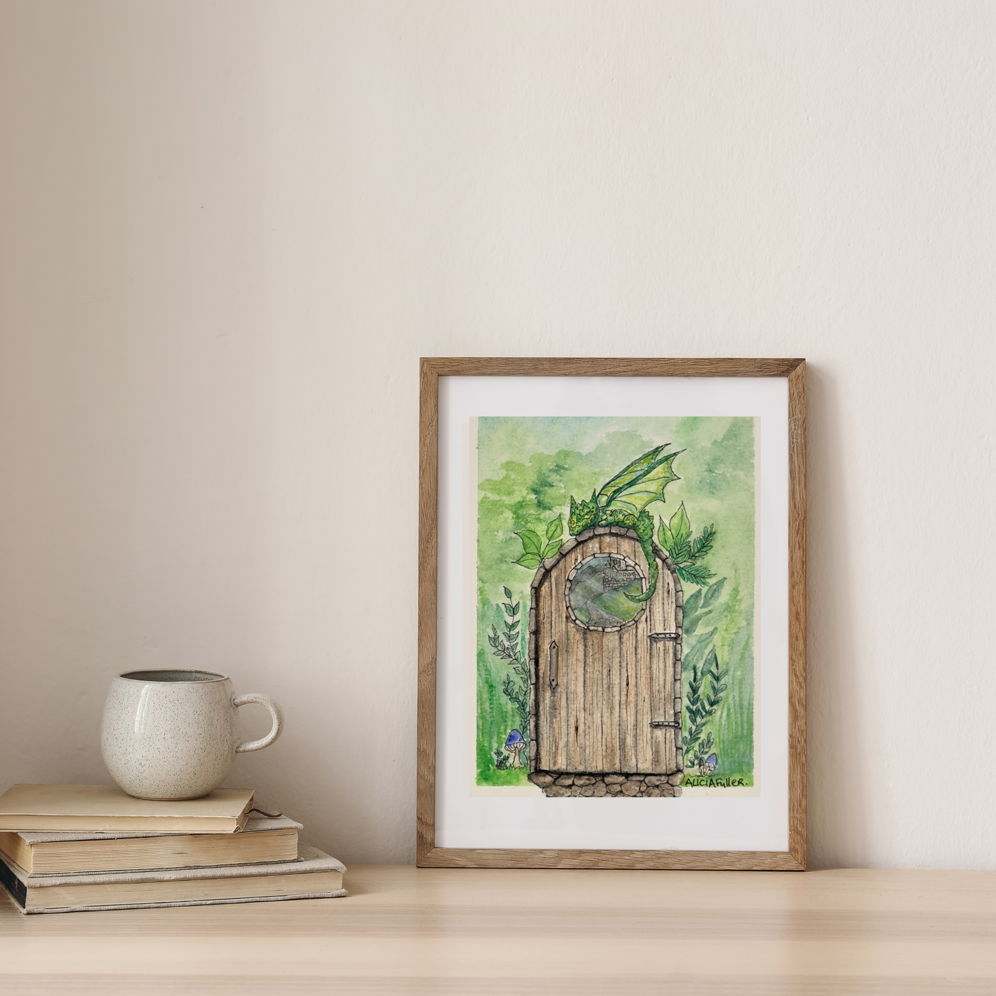 Magical Fantasy Wall Art Prints, Enchanted Forest Decor, Dragon Door Artwork, Ideal Gift for Nature Lovers, Fairy Tale Home Decor