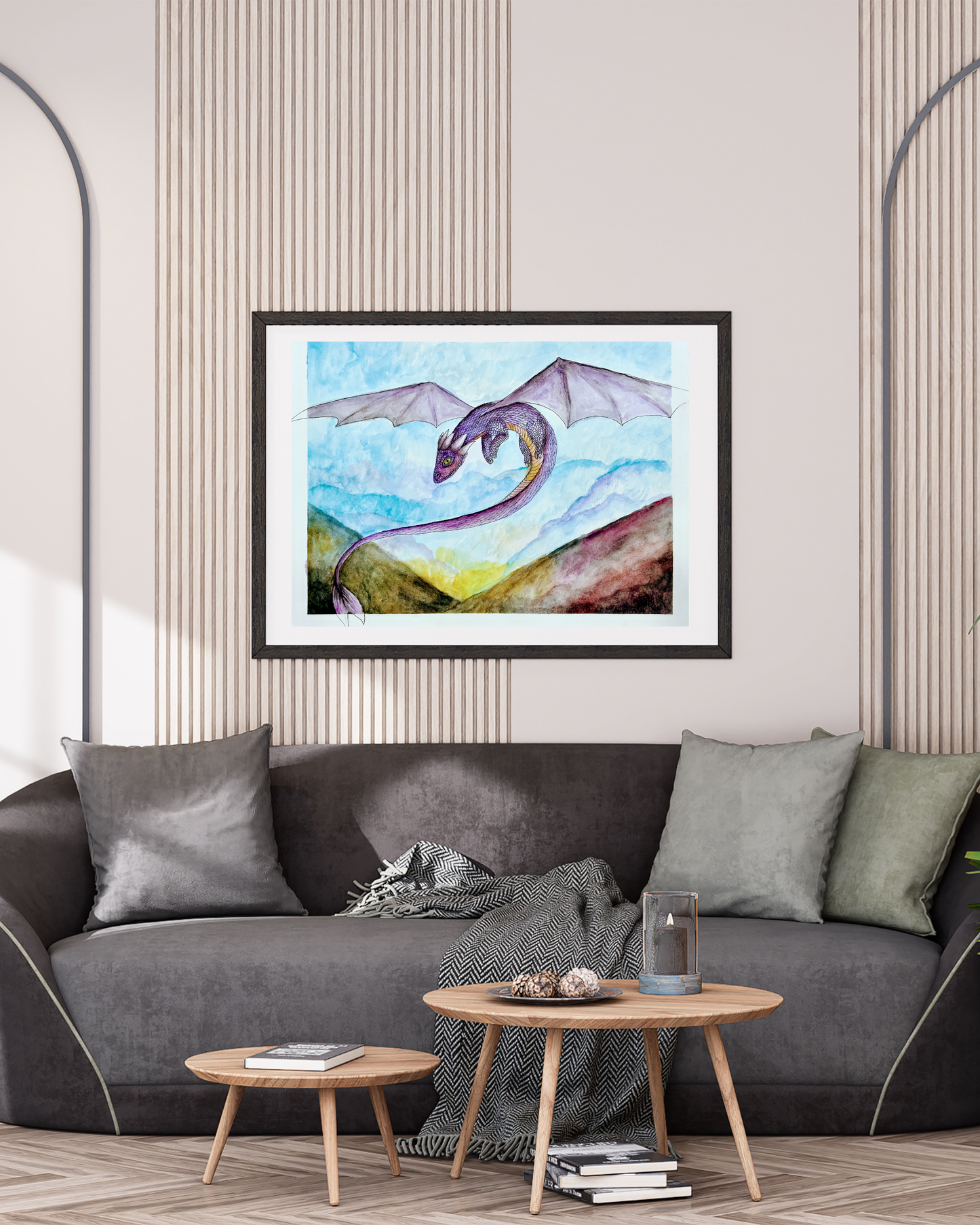 Mystical Dragon Art Print, Fantasy Wall Decor, Rolled Poster, Gift for Fantasy Lovers, Home Decoration, Art for Kids