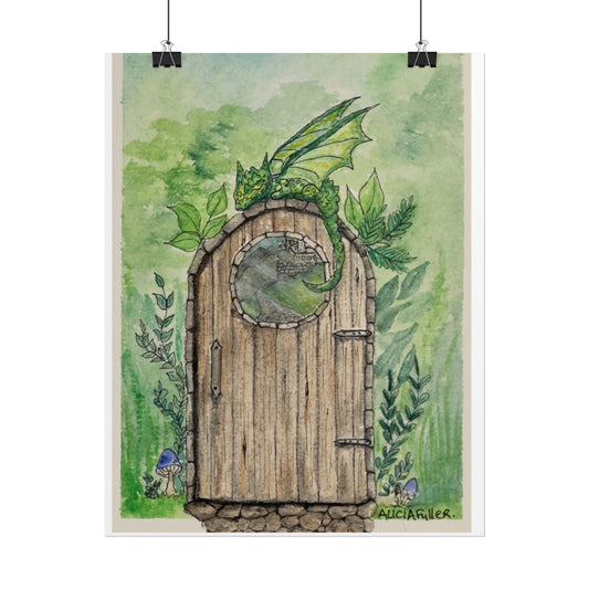 Magical Fantasy Wall Art Prints, Enchanted Forest Decor, Dragon Door Artwork, Ideal Gift for Nature Lovers, Fairy Tale Home Decor