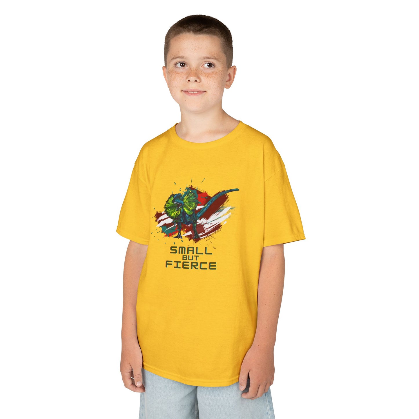 Small But Fierce Kids Dino Tee, Cute Graphic Shirt, Fun Kids Apparel, Gift for Children, Backyard Play, Everyday Wear, Birthday Gift