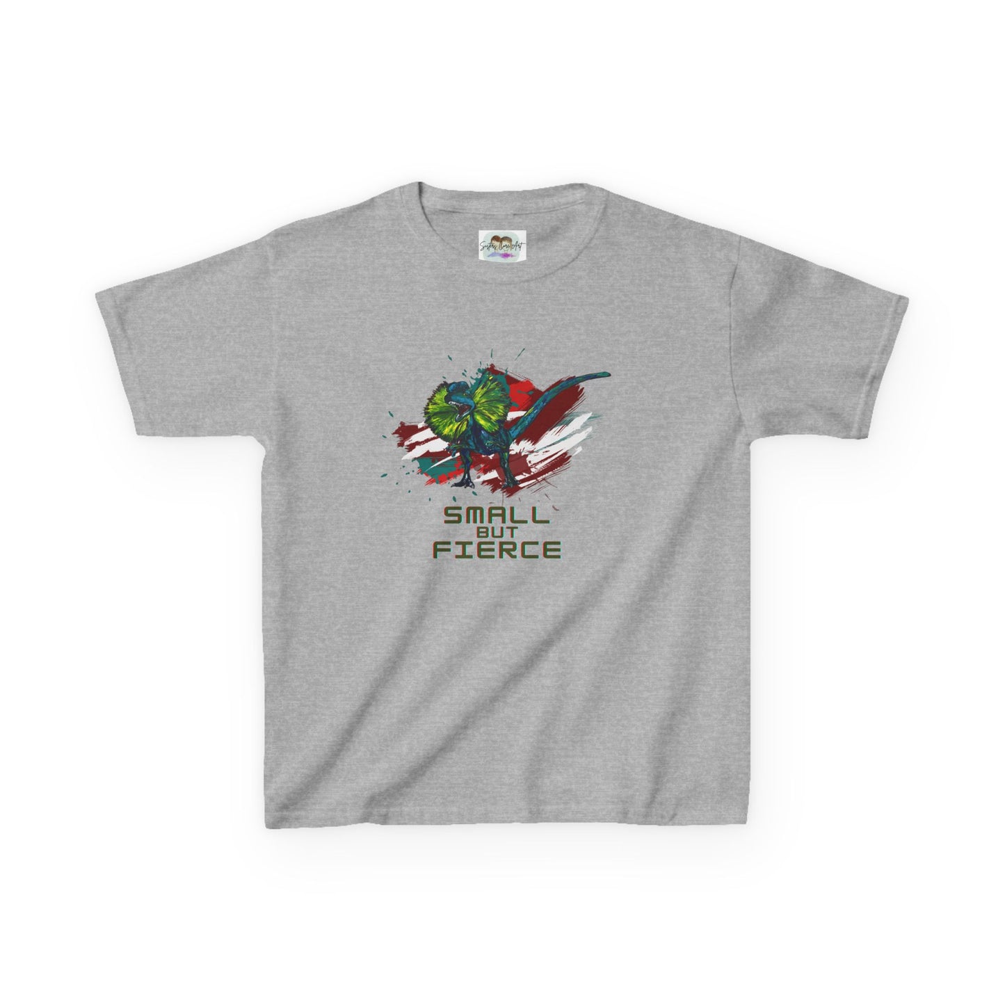 Small But Fierce Kids Dino Tee, Cute Graphic Shirt, Fun Kids Apparel, Gift for Children, Backyard Play, Everyday Wear, Birthday Gift