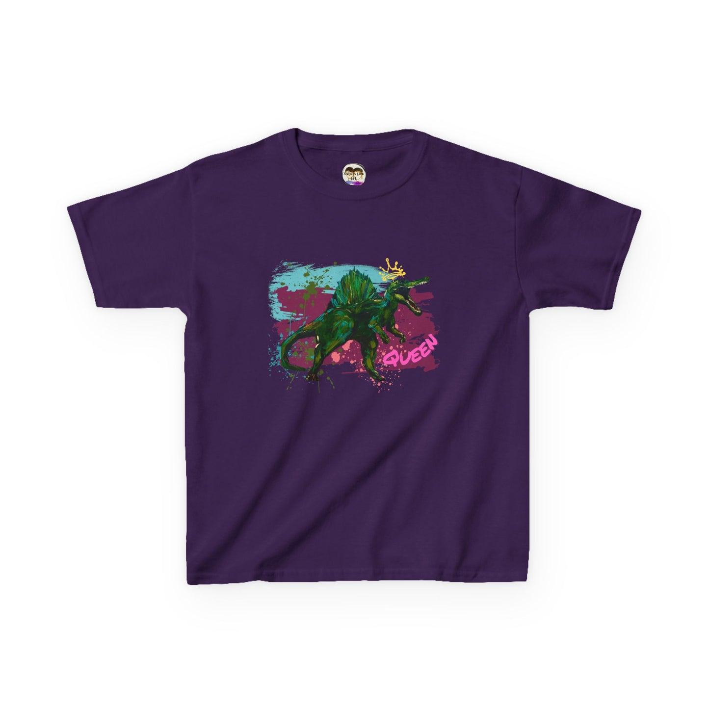 Kids Spinosaurus Queen of the Dinosaurs Graphic Tee, Fun Kids Shirt, Playful Dinosaur Art