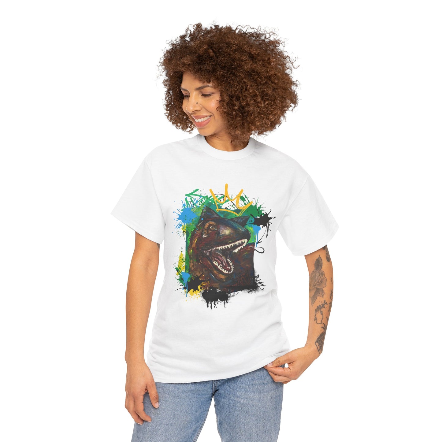 Dinosaur Graphic Tee, Unisex Heavy Cotton T-Shirt, Fun Art Tee, Casual Wear, Gift for Dino Lovers, Summer Style