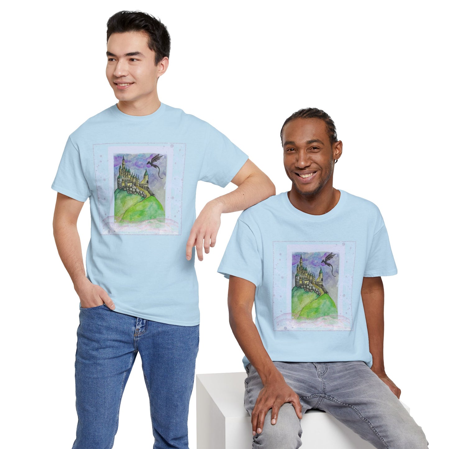 Dragon Castle Tee, Fantasy T-Shirt, Unisex Graphic Tee, Whimsical Apparel, Gift for Dreamers, Unique Artwork Shirt
