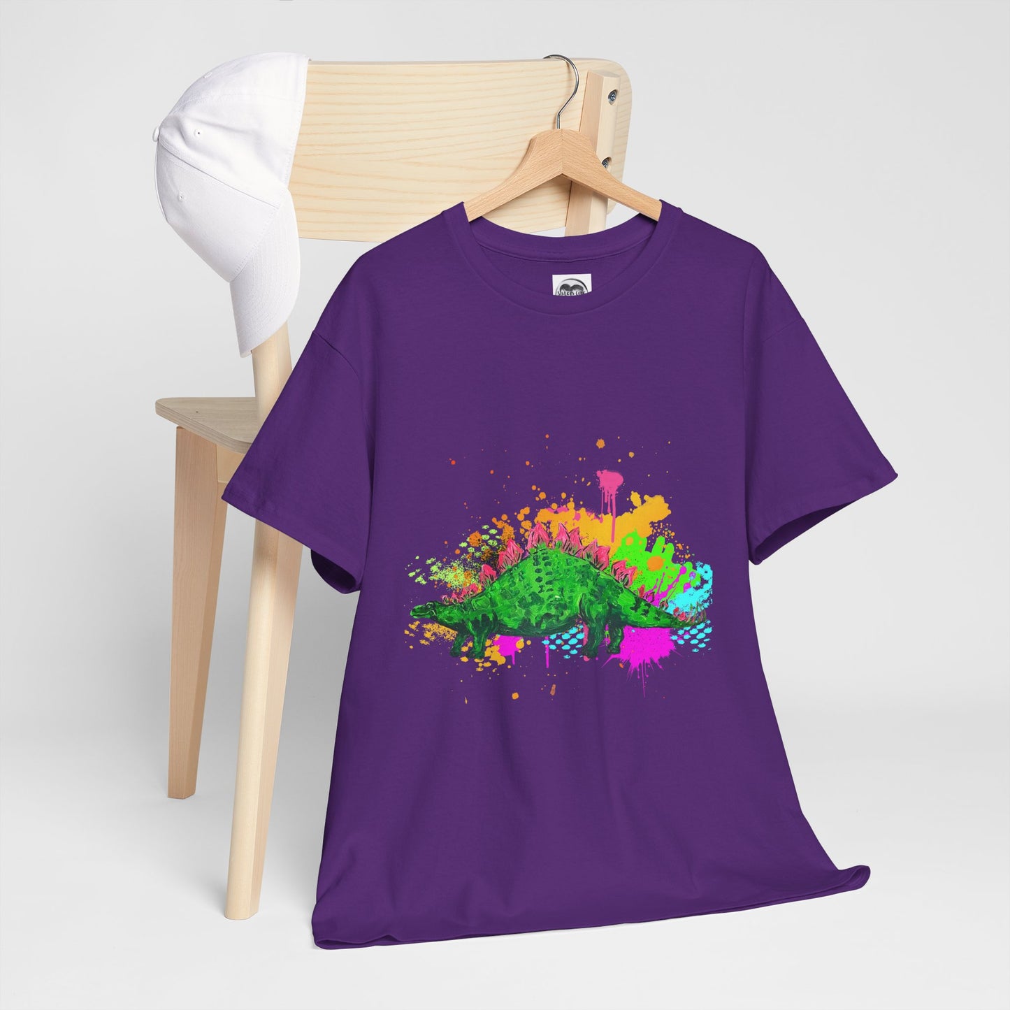 Colorful Dinosaur Unisex Heavy Cotton Tee, Fun Graphic Tee, Dino Lovers Gift, Eco-friendly Fashion, Casual Wear