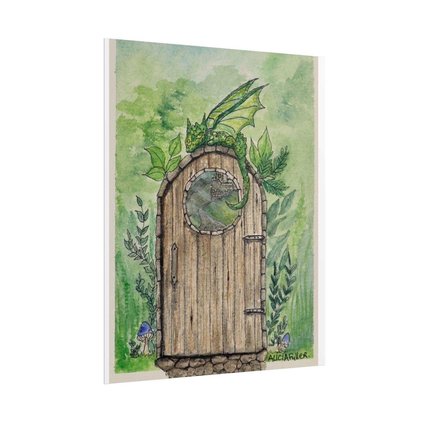 Magical Fantasy Wall Art Prints, Enchanted Forest Decor, Dragon Door Artwork, Ideal Gift for Nature Lovers, Fairy Tale Home Decor