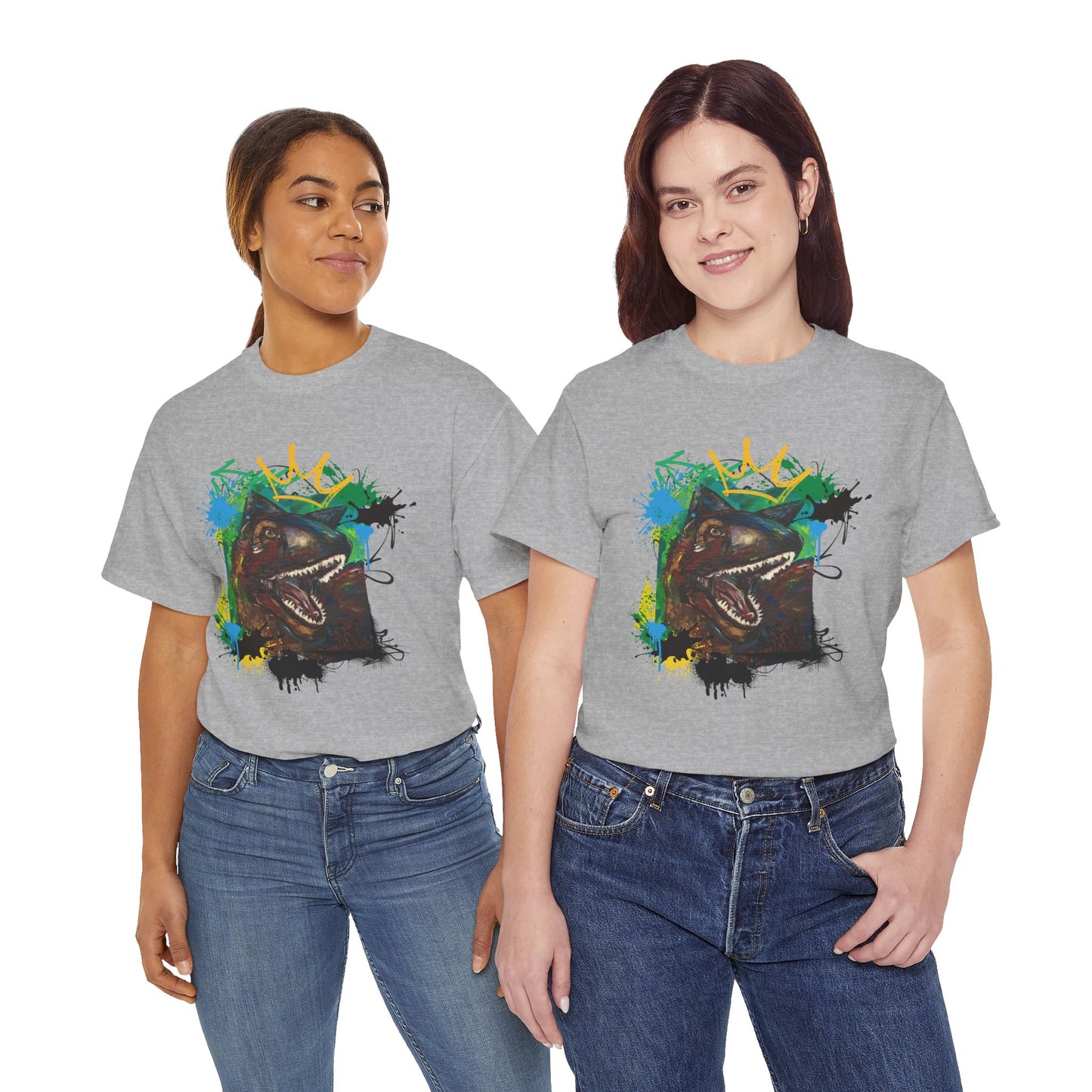 Dinosaur Graphic Tee, Unisex Heavy Cotton T-Shirt, Fun Art Tee, Casual Wear, Gift for Dino Lovers, Summer Style