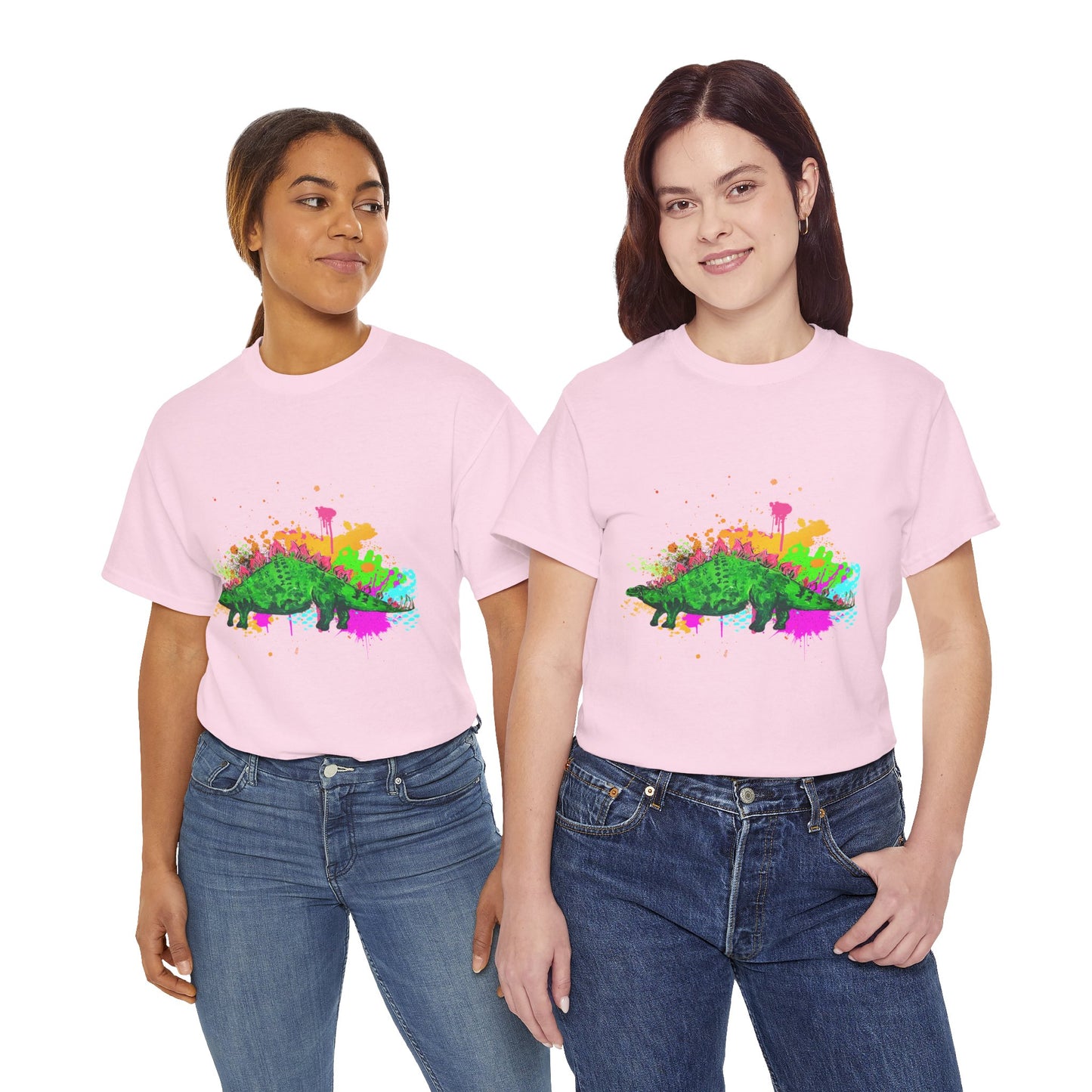Colorful Dinosaur Unisex Heavy Cotton Tee, Fun Graphic Tee, Dino Lovers Gift, Eco-friendly Fashion, Casual Wear