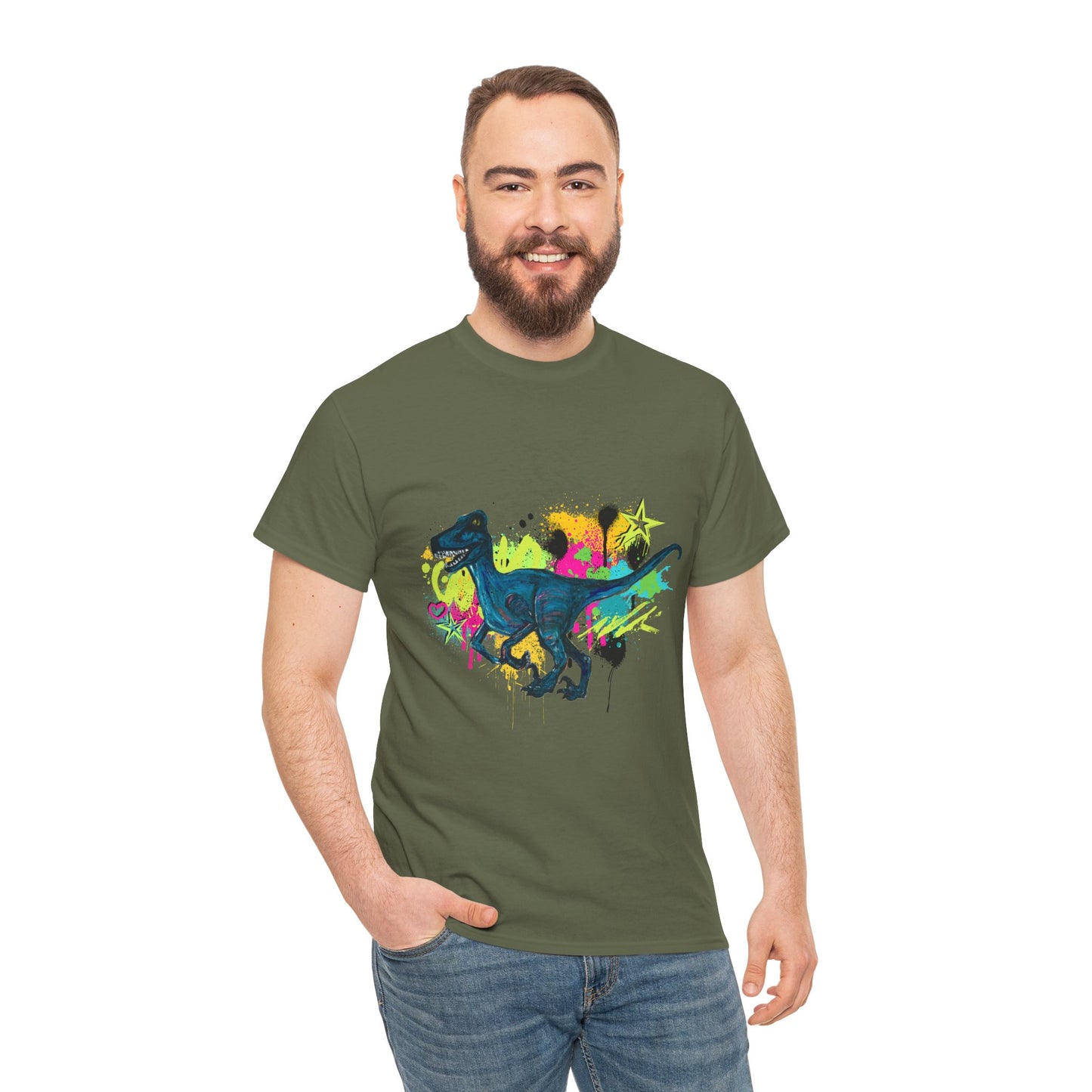 Dinosaur Art Unisex Heavy Cotton Tee | Perfect for Dinosaur Lovers, Fun Gift for Birthdays, Unique Fashion Statement