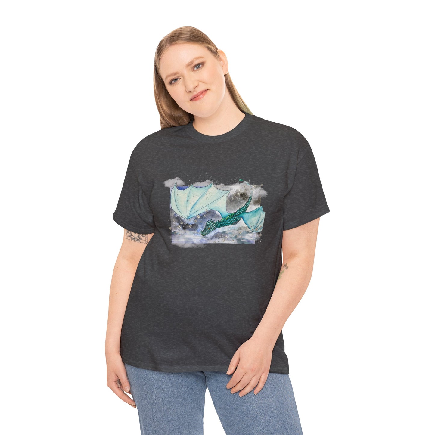 Dragon Flying through Storm Clouds Unisex Tee, Fantasy T-Shirt, Dragon Lover Gift, Eco-Friendly Apparel, Comfortable Casual Top, Unique Graphic Tee