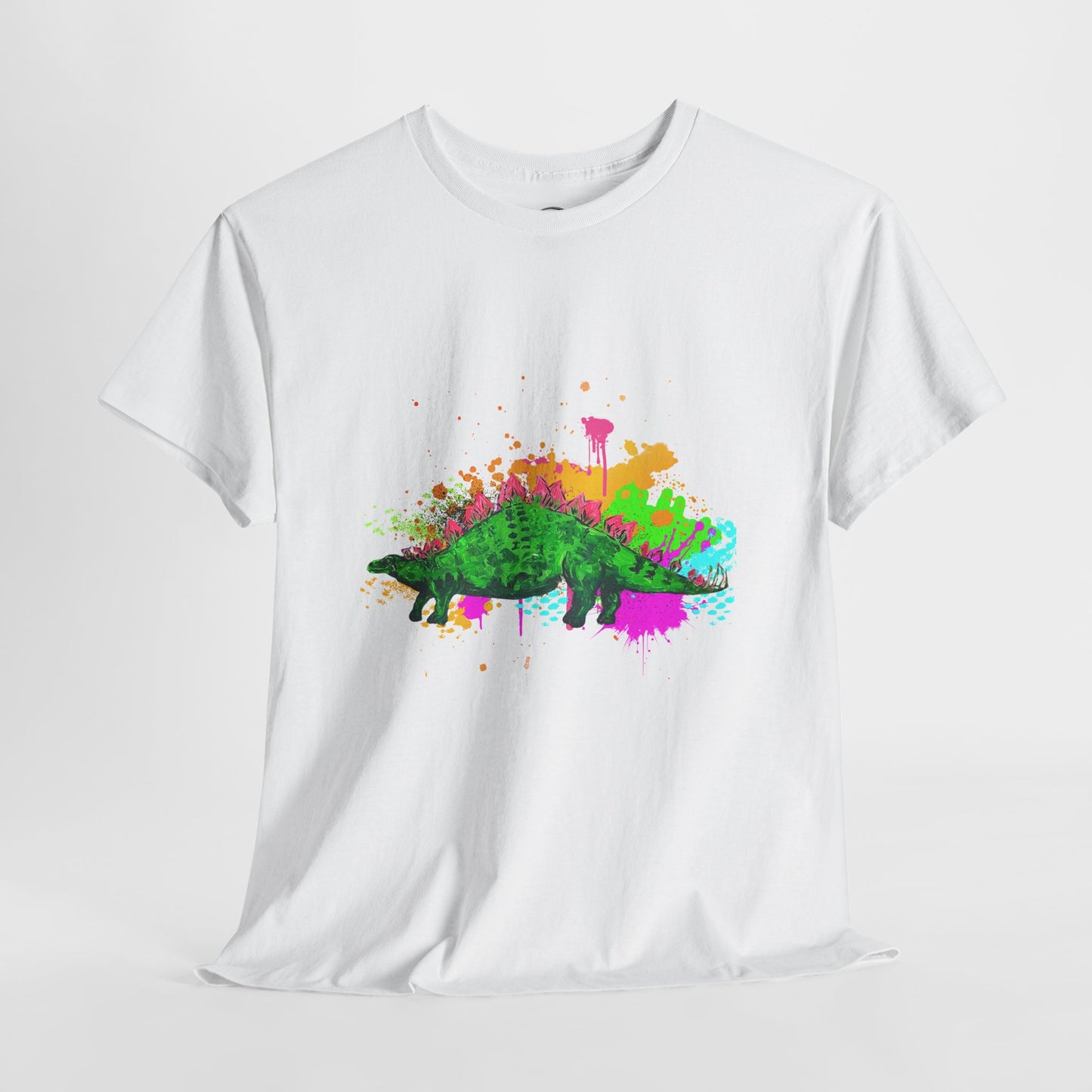 Colorful Dinosaur Unisex Heavy Cotton Tee, Fun Graphic Tee, Dino Lovers Gift, Eco-friendly Fashion, Casual Wear