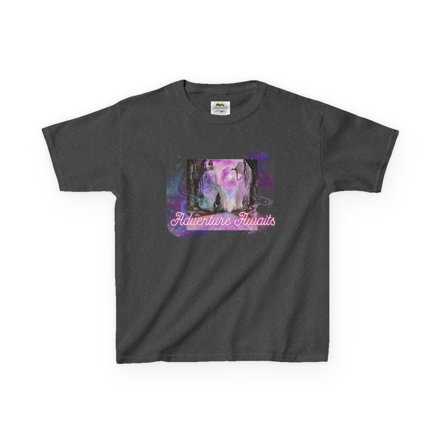 Kids Graphic Tee with Fairy Tale Adventure Vibes, Perfect for Birthday Gifts, Play Dates, Dragon and Fantasy Lovers ADVENTURE AWAITS