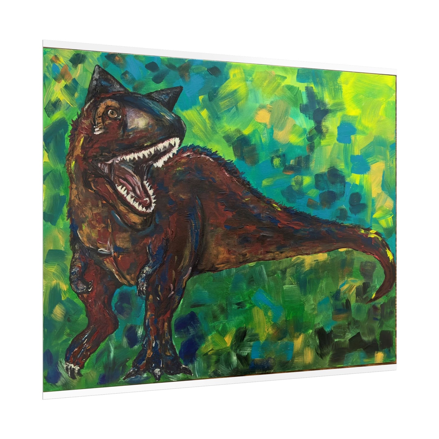 Dinosaur Art Print | Rolled Poster | Unique Decor for Kids, Nursery Wall Art, Birthday Gift, Fun Home Decoration, Horned T-Rex Art