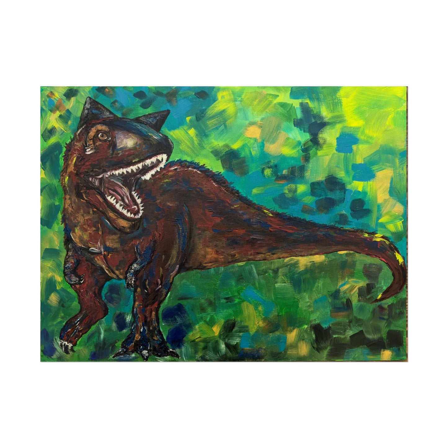 Dinosaur Art Print | Rolled Poster | Unique Decor for Kids, Nursery Wall Art, Birthday Gift, Fun Home Decoration, Horned T-Rex Art