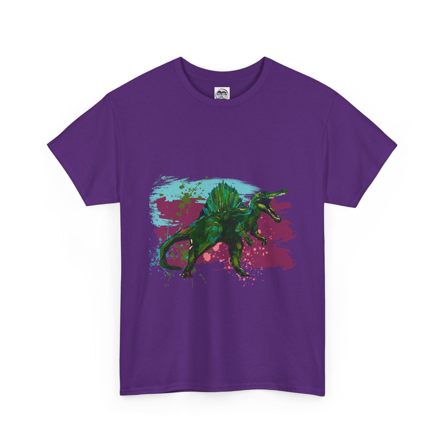 Vibrant Dinosaur Art Unisex Heavy Cotton Tee, Graphic Tee, Gift for Dinosaur Lovers, Casual Wear, Cool T-Shirt, Eco-Friendly Fashion