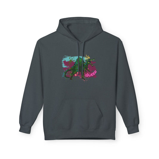 Vibrant Artistic Dinosaur Queen Unisex Hoodie, Cozy Fleece Sweatshirt for Art Lovers, Perfect Gift for Birthdays, Casual Wear, Festivals