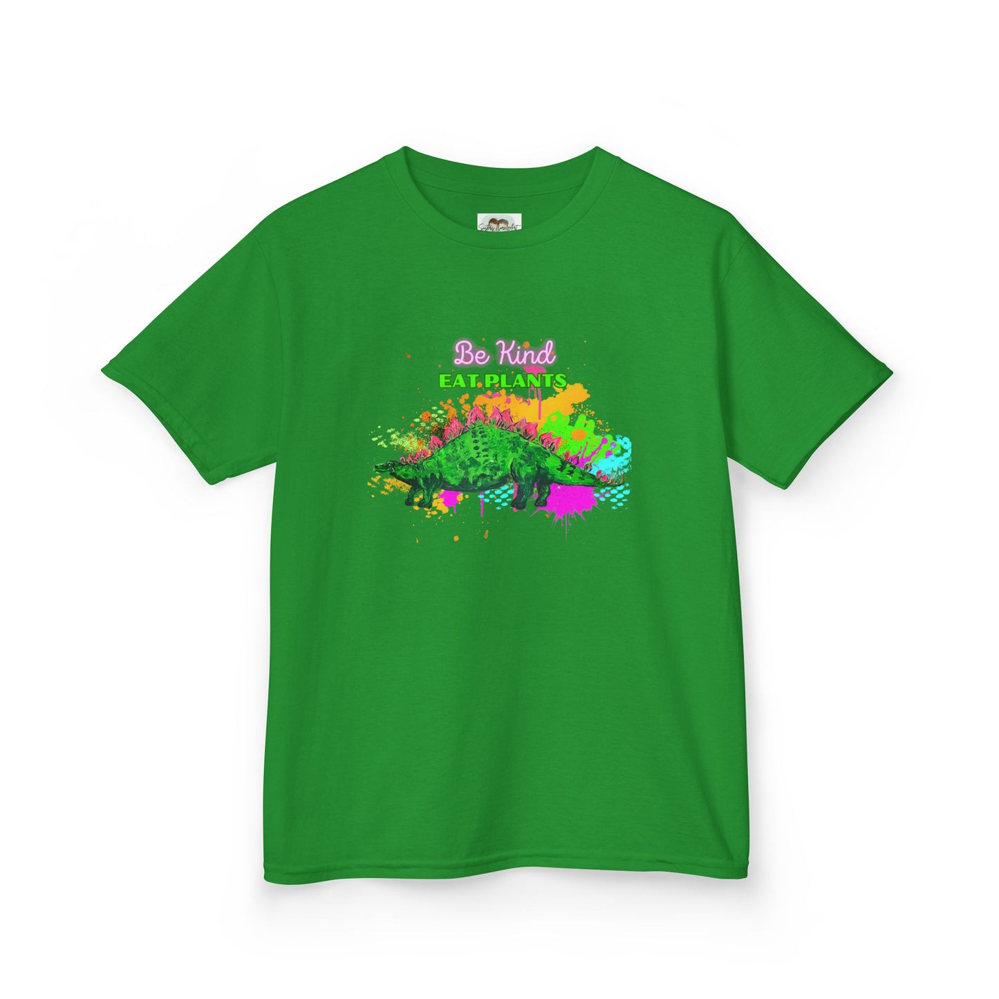 Kids Eco-Friendly Dinosaur Tee - BE KIND EAT PLANTS Fun Graphic Shirt for Boys and Girls, Perfect for Birthday and Christmas Gifts
