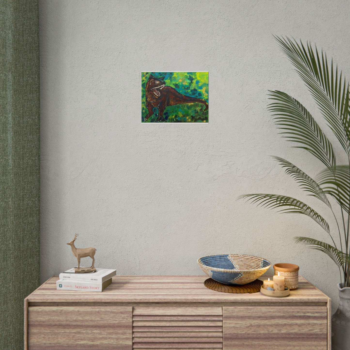 Dinosaur Art Print | Rolled Poster | Unique Decor for Kids, Nursery Wall Art, Birthday Gift, Fun Home Decoration, Horned T-Rex Art