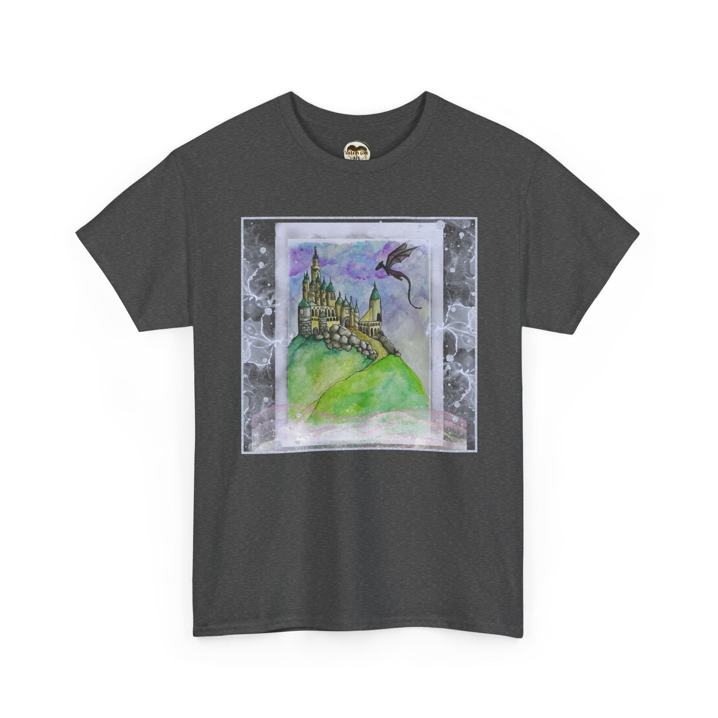 Dragon Castle Tee, Fantasy T-Shirt, Unisex Graphic Tee, Whimsical Apparel, Gift for Dreamers, Unique Artwork Shirt