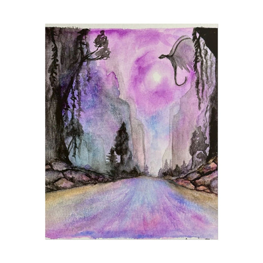 Dreamy Landscape Dragon Wall Art Print, Fantasy Decor, Home Aesthetic, Colorful Poster, Gift for Art Lovers, Dragon Artwork, Whimsical Art
