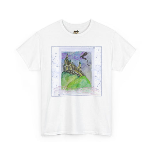 Dragon Castle Tee, Fantasy T-Shirt, Unisex Graphic Tee, Whimsical Apparel, Gift for Dreamers, Unique Artwork Shirt