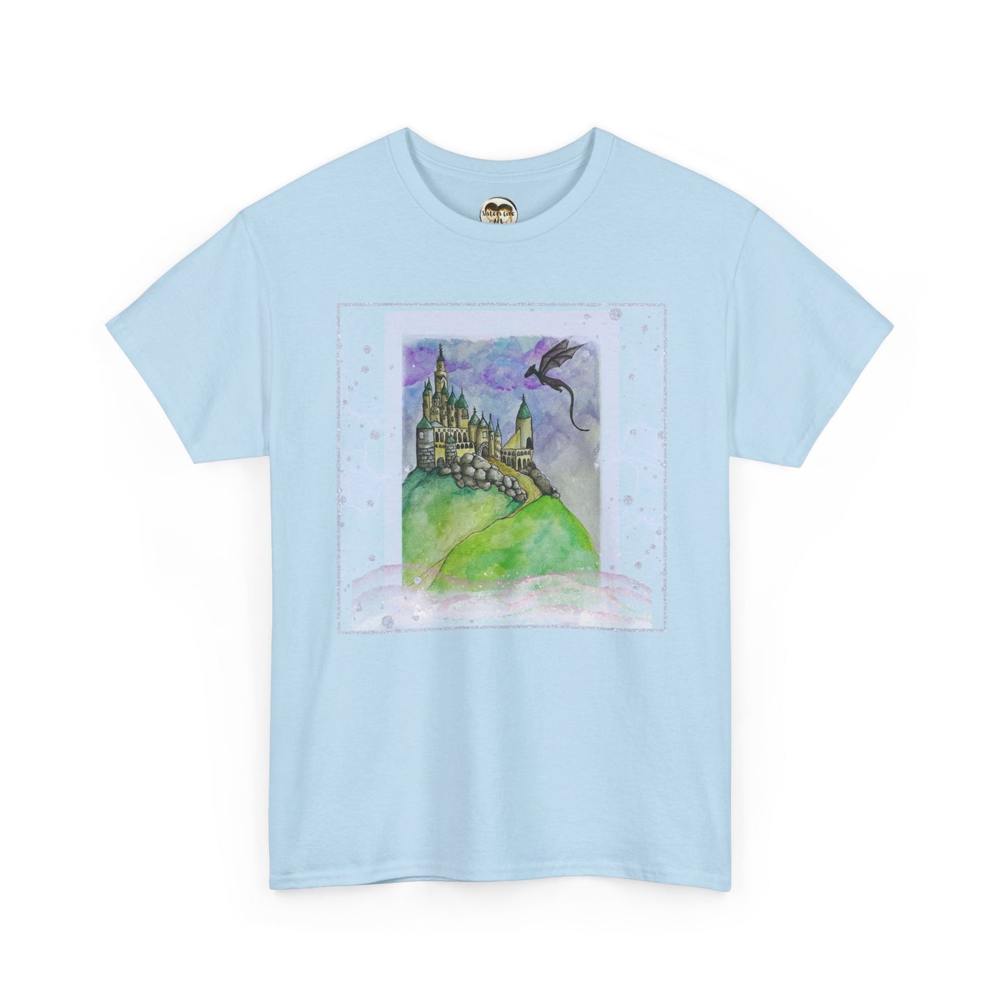 Dragon Castle Tee, Fantasy T-Shirt, Unisex Graphic Tee, Whimsical Apparel, Gift for Dreamers, Unique Artwork Shirt