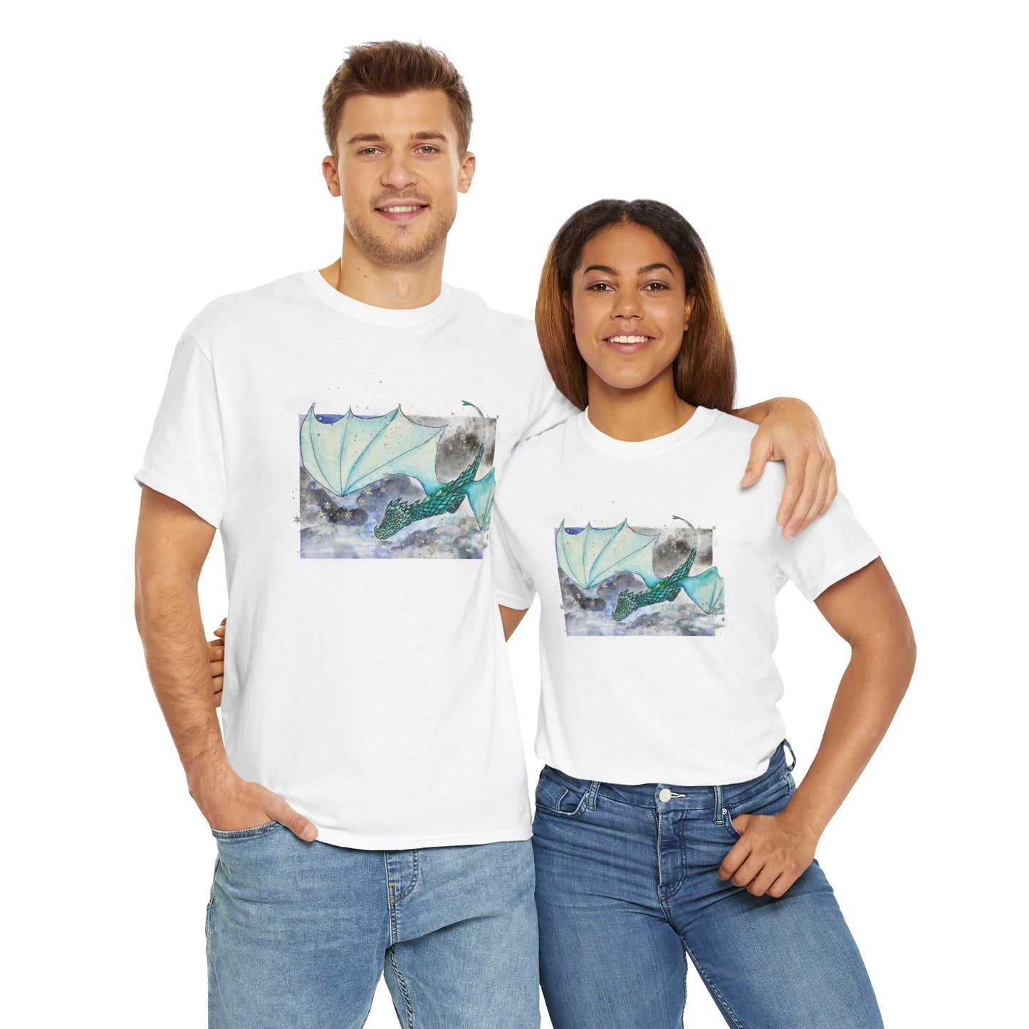 Dragon Flying through Storm Clouds Unisex Tee, Fantasy T-Shirt, Dragon Lover Gift, Eco-Friendly Apparel, Comfortable Casual Top, Unique Graphic Tee