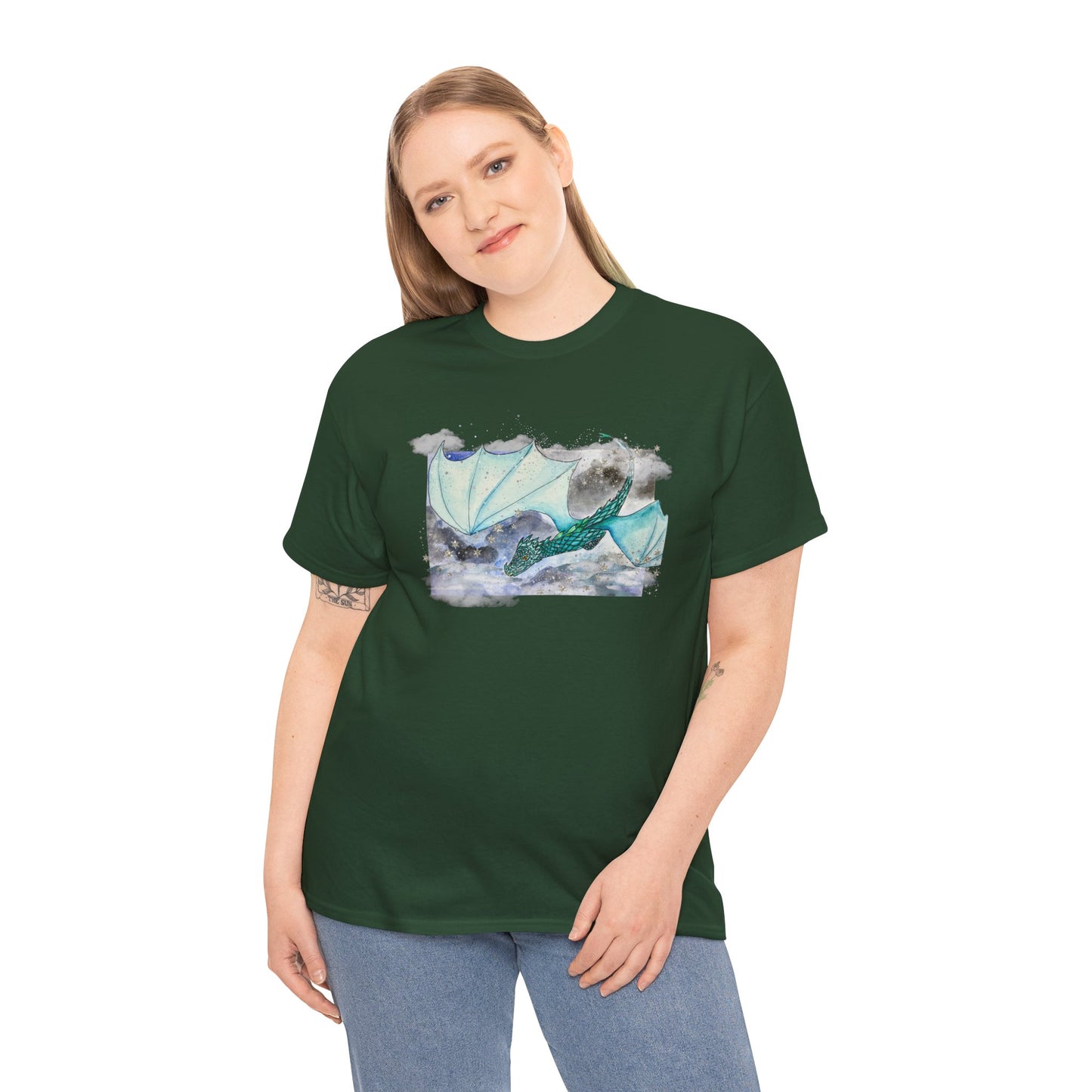 Dragon Flying through Storm Clouds Unisex Tee, Fantasy T-Shirt, Dragon Lover Gift, Eco-Friendly Apparel, Comfortable Casual Top, Unique Graphic Tee