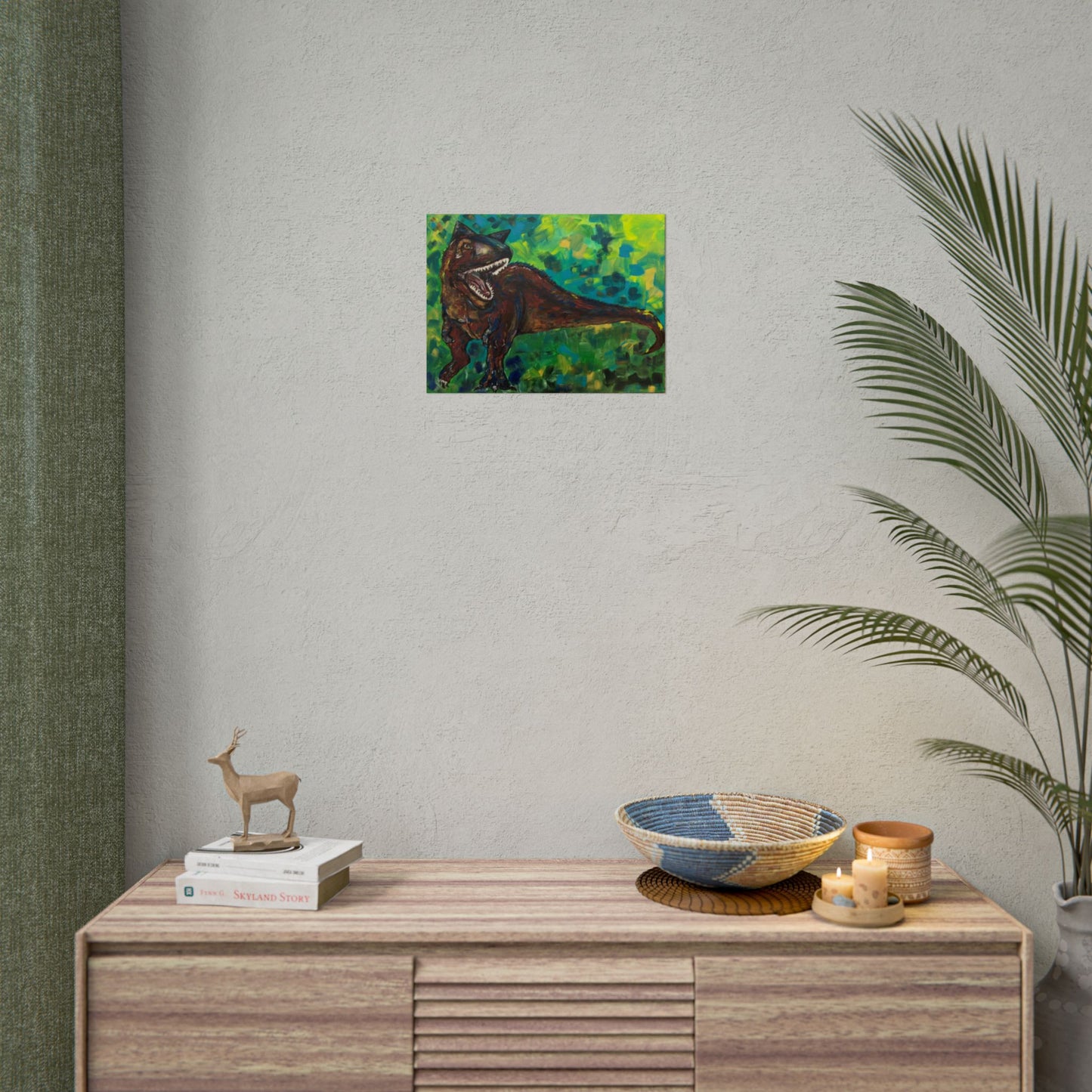 Dinosaur Art Print | Rolled Poster | Unique Decor for Kids, Nursery Wall Art, Birthday Gift, Fun Home Decoration, Horned T-Rex Art
