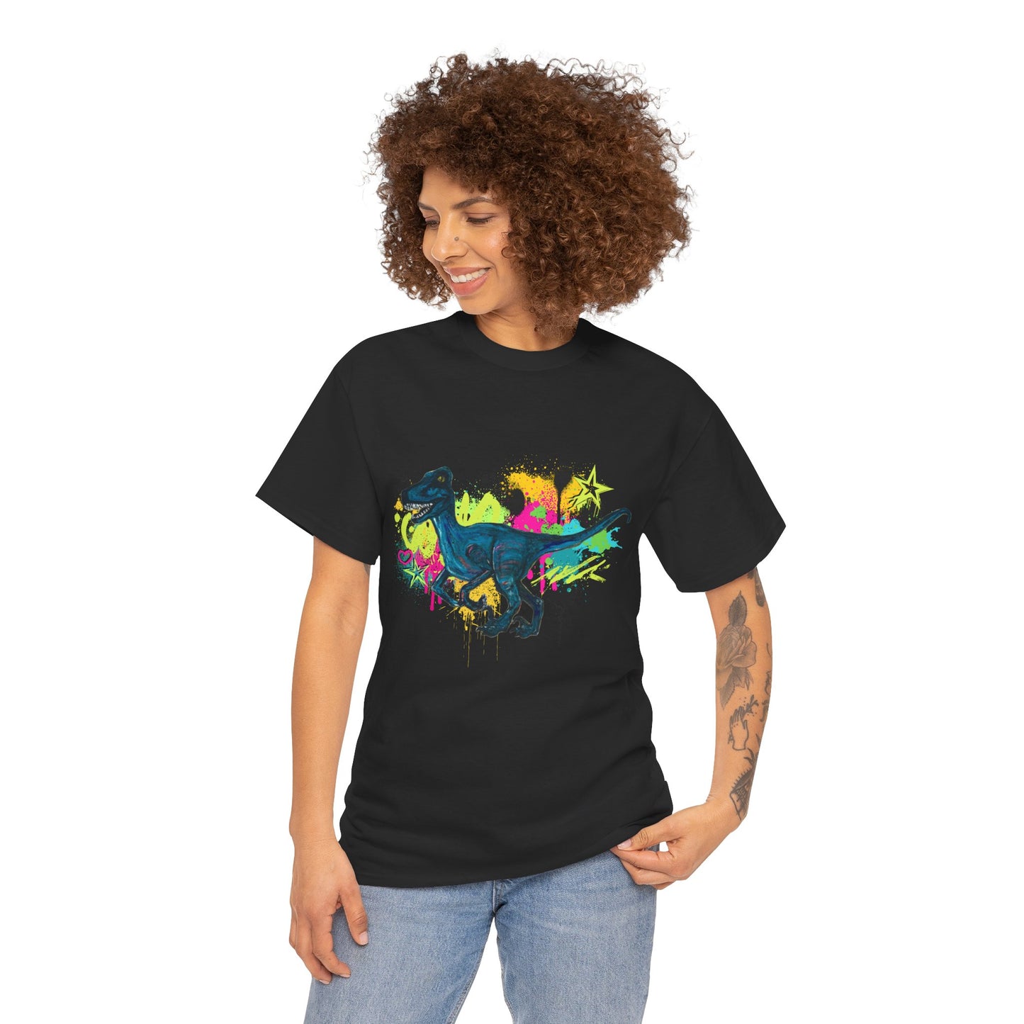 Dinosaur Art Raptor Unisex Heavy Cotton Tee | Perfect for Dinosaur Lovers