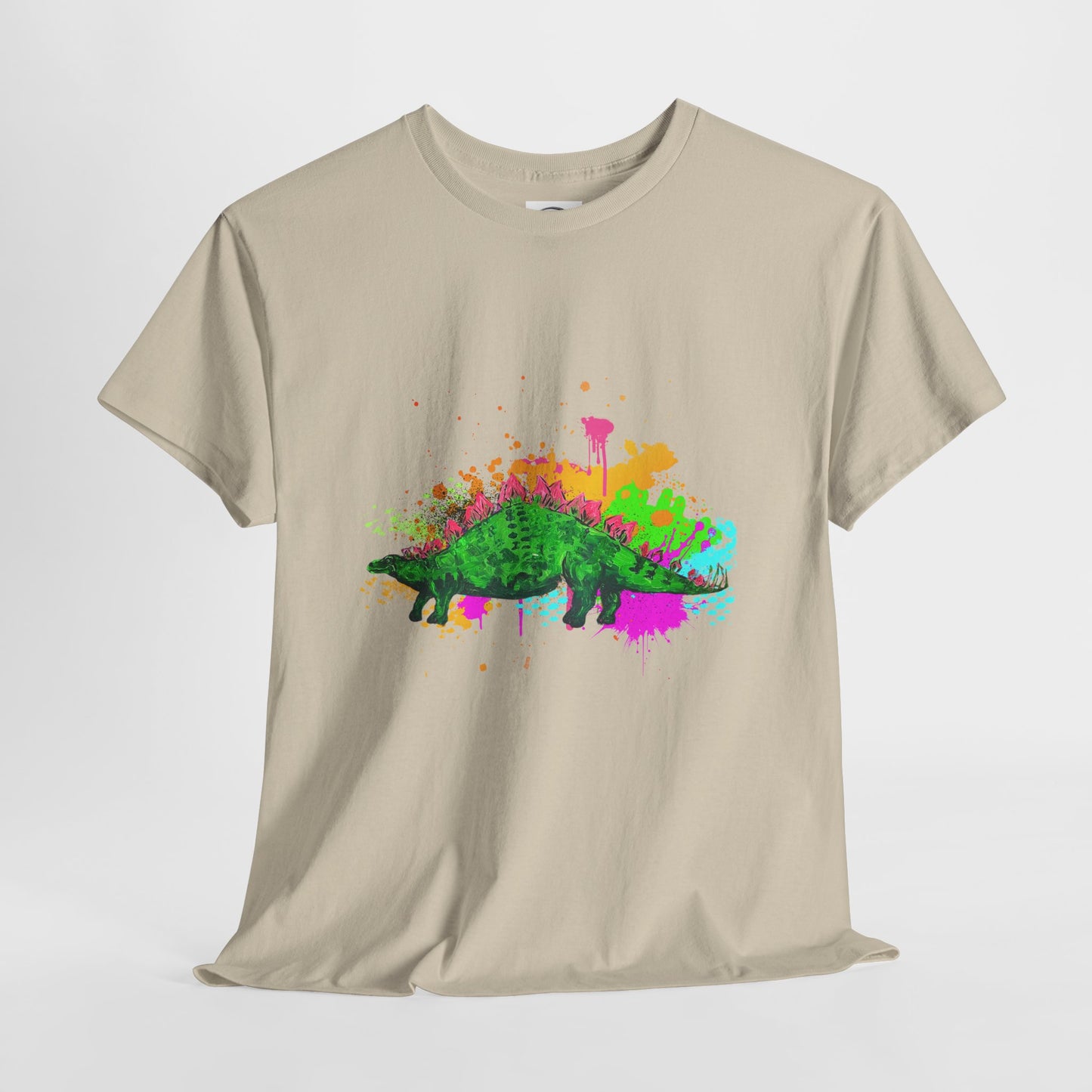 Colorful Dinosaur Unisex Heavy Cotton Tee, Fun Graphic Tee, Dino Lovers Gift, Eco-friendly Fashion, Casual Wear