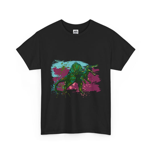 Vibrant Dinosaur Art Unisex Heavy Cotton Tee, Graphic Tee, Gift for Dinosaur Lovers, Casual Wear, Cool T-Shirt, Eco-Friendly Fashion