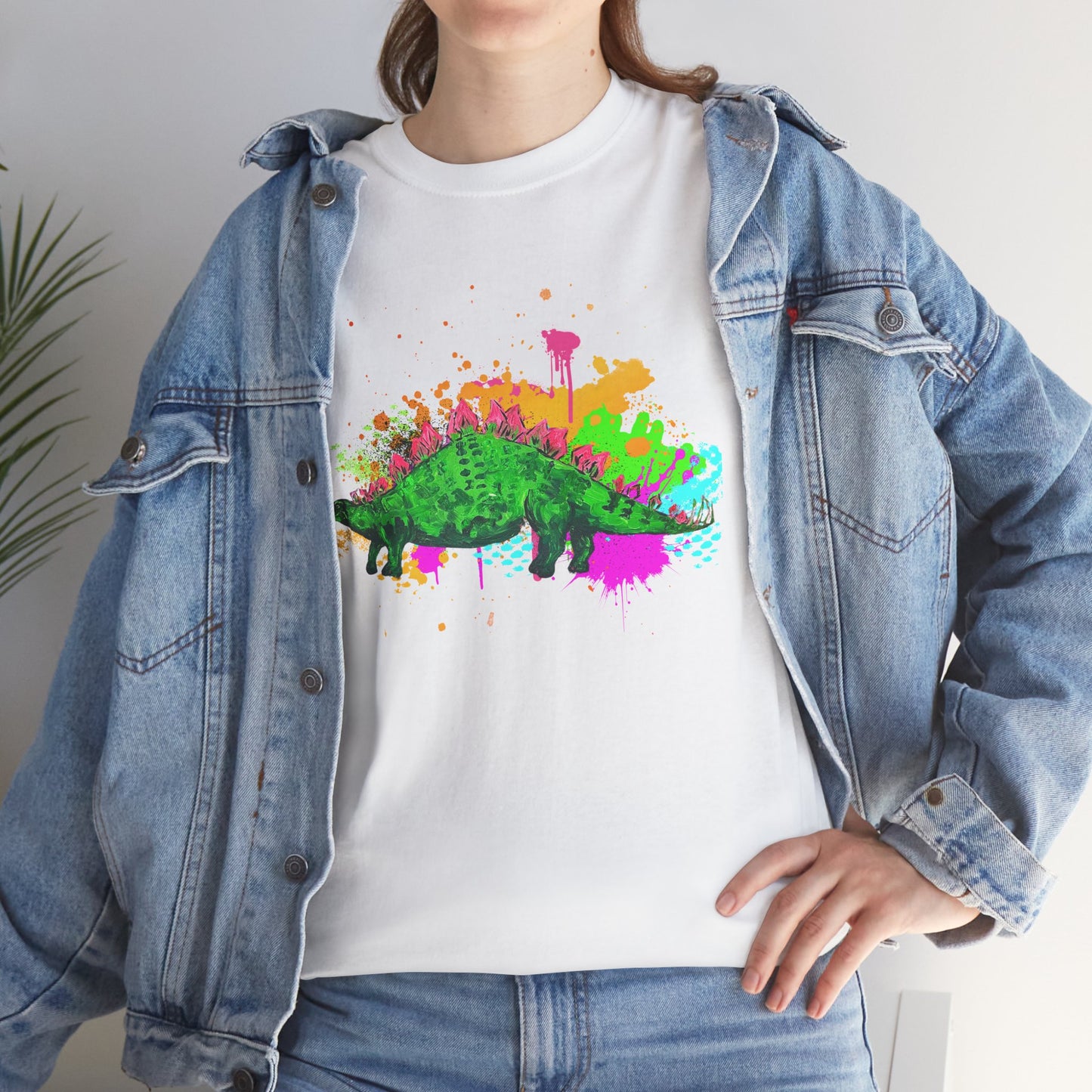 Stegosaurs Colorful Artist Unisex Heavy Cotton Graphic Tee
